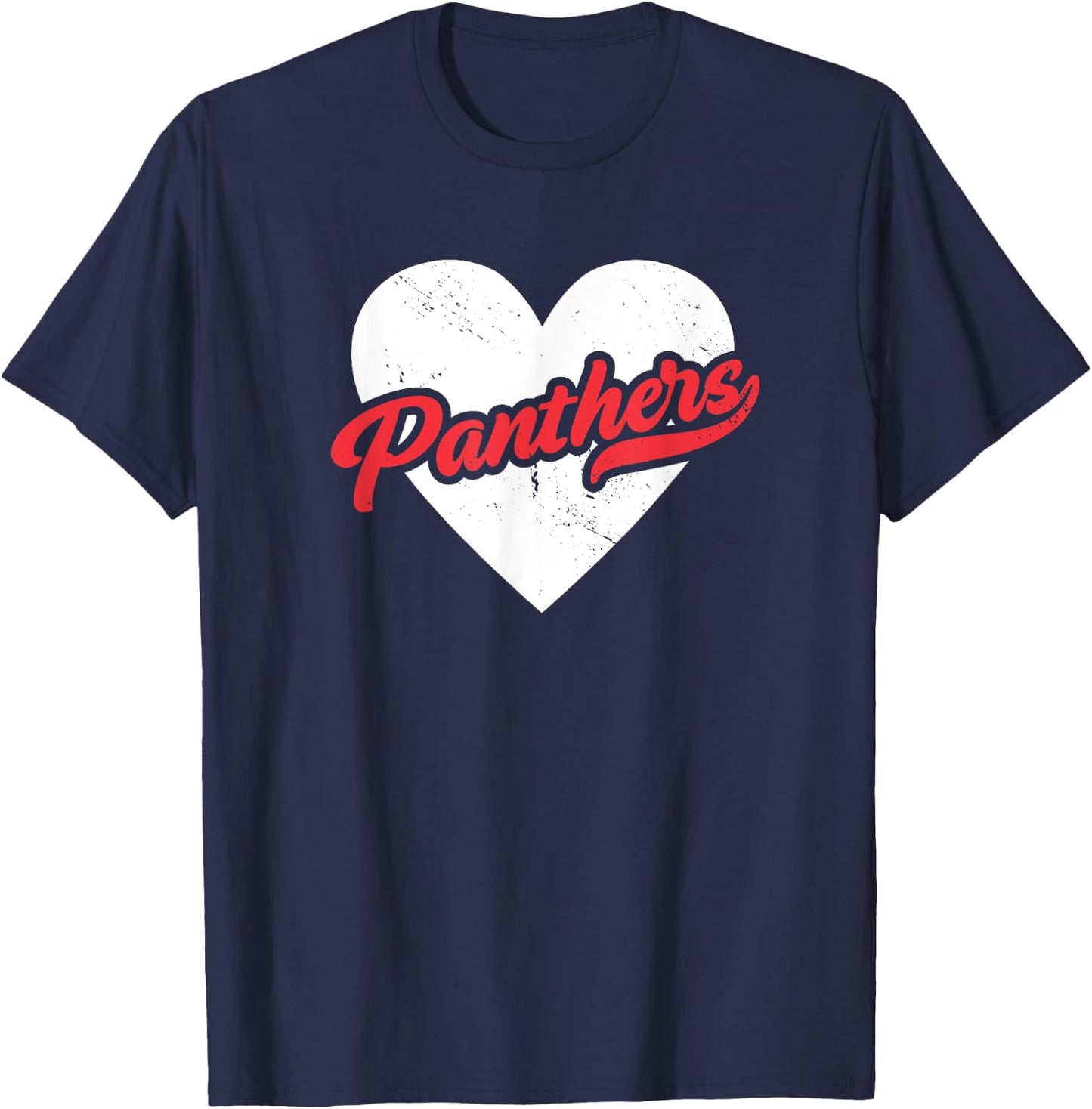 Vintage Panthers High School Go Panthers Pride Heart T-Shirt - T-Shirt | Navy