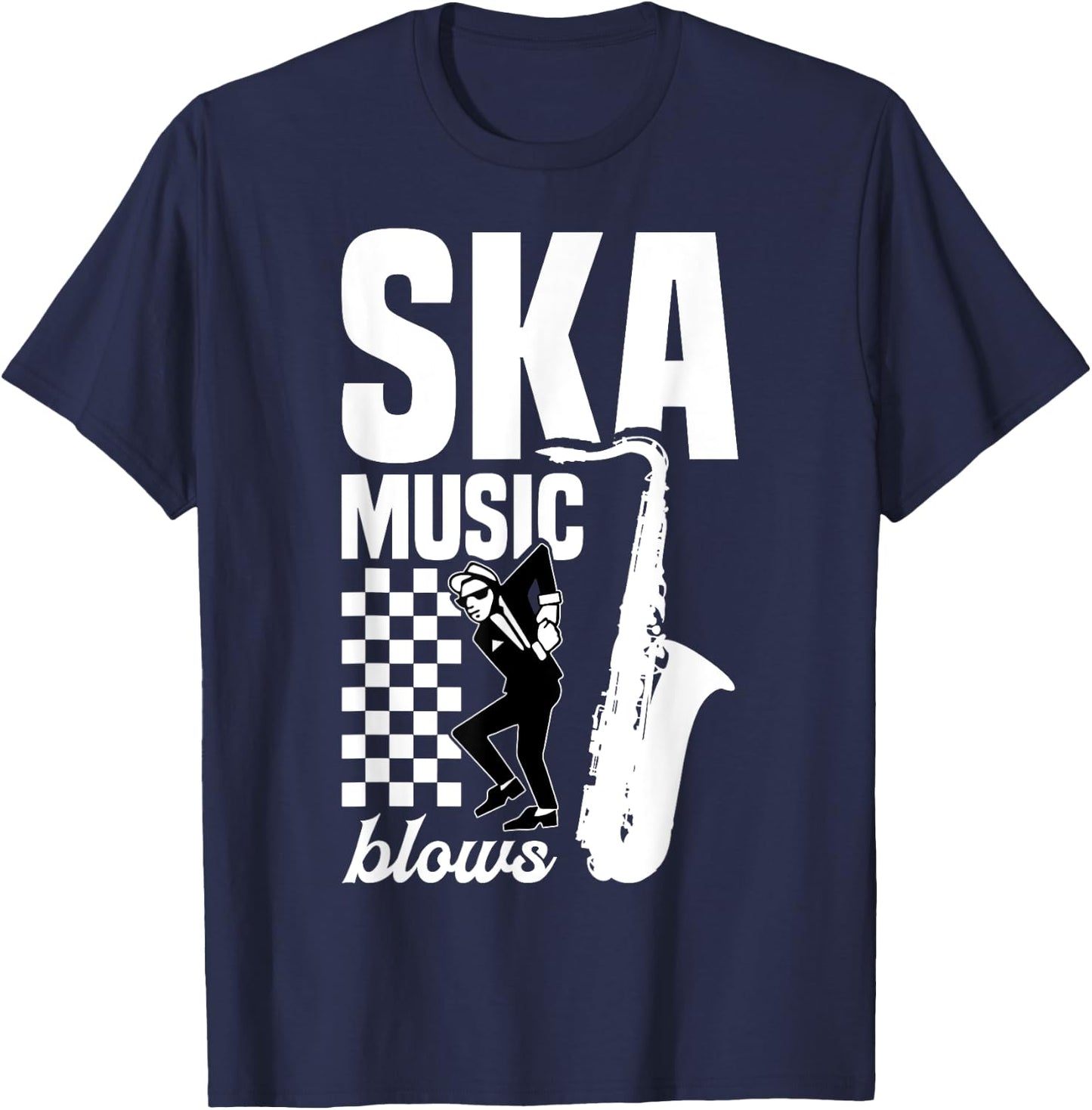 Ska Reggae Music Blows Caribbean Music Fan Ska Musician T-Shirt - T-Shirt | Navy