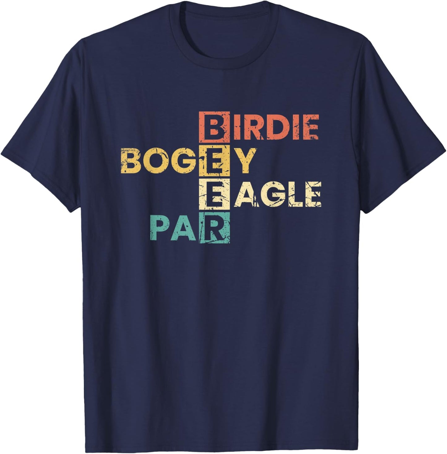 Birdie Bogey Eagle Par Beer Funny Golf Player Golfer Vintage T-Shirt - T-Shirt | Navy