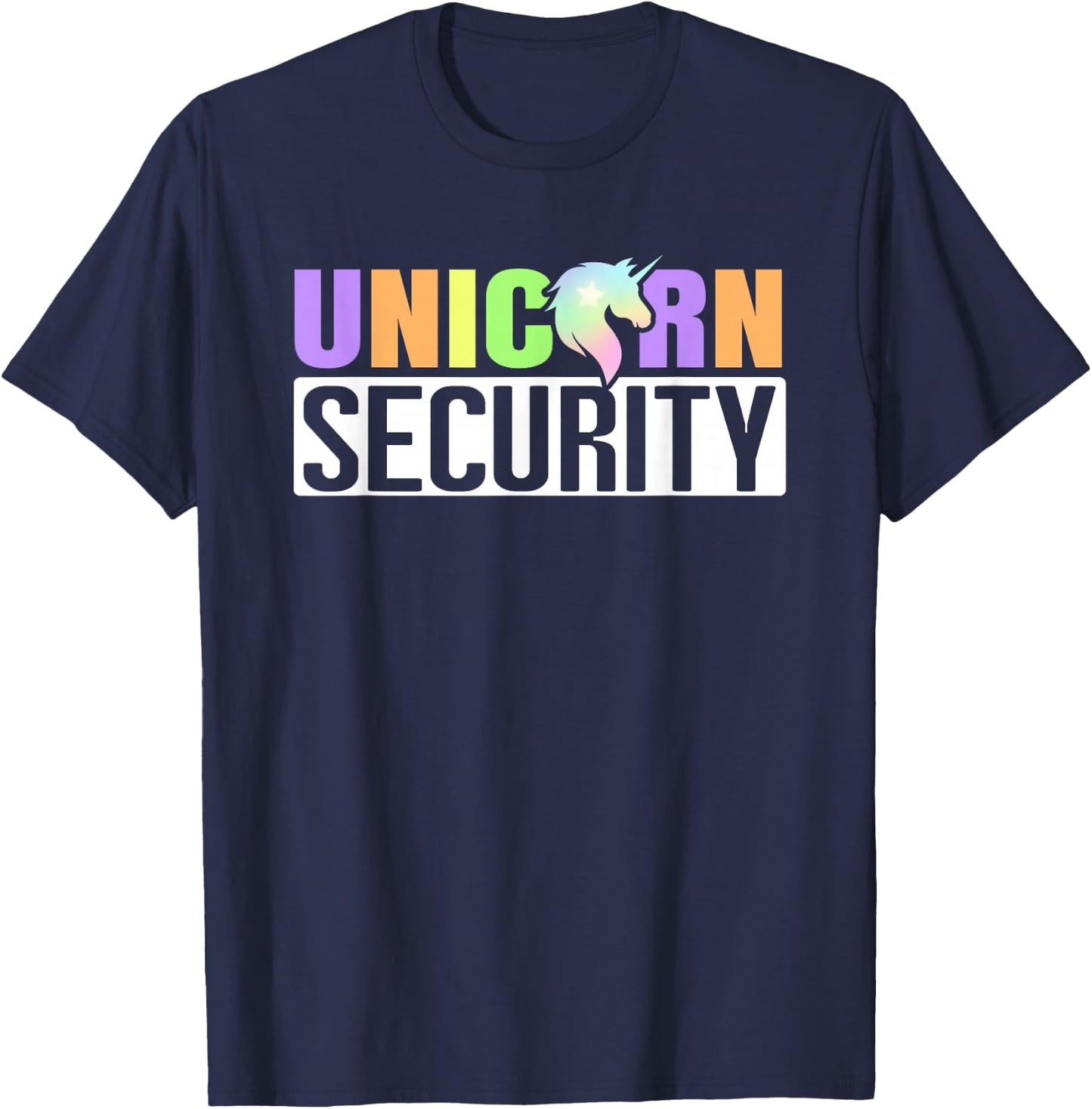 Halloween Easy Quick Parent Mom Dad Unicorn Security Costume T-Shirt - T-Shirt | Navy