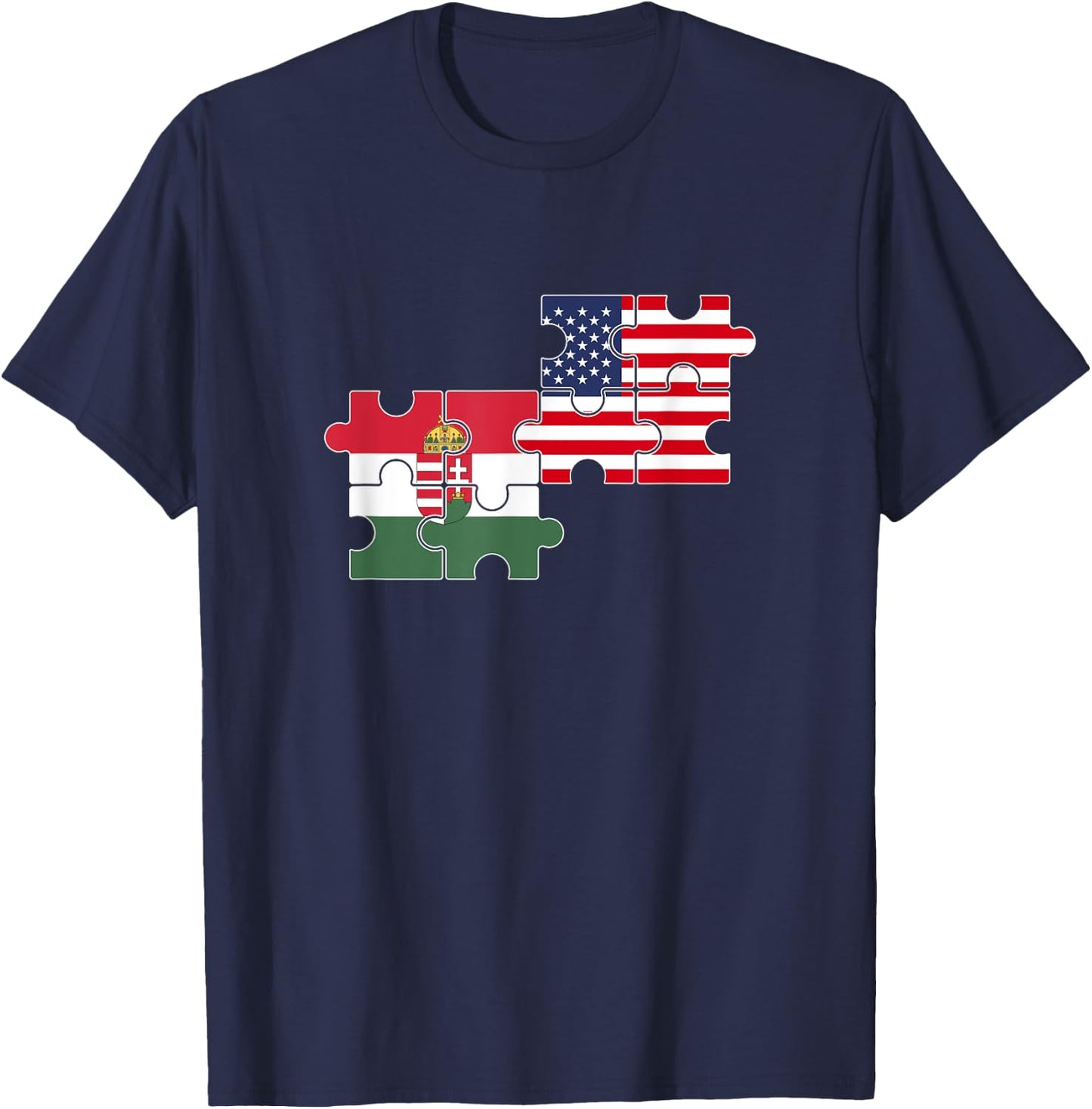 Hungary USA Flag American Hungarian Women Kids Men T-Shirt - T-Shirt | Navy