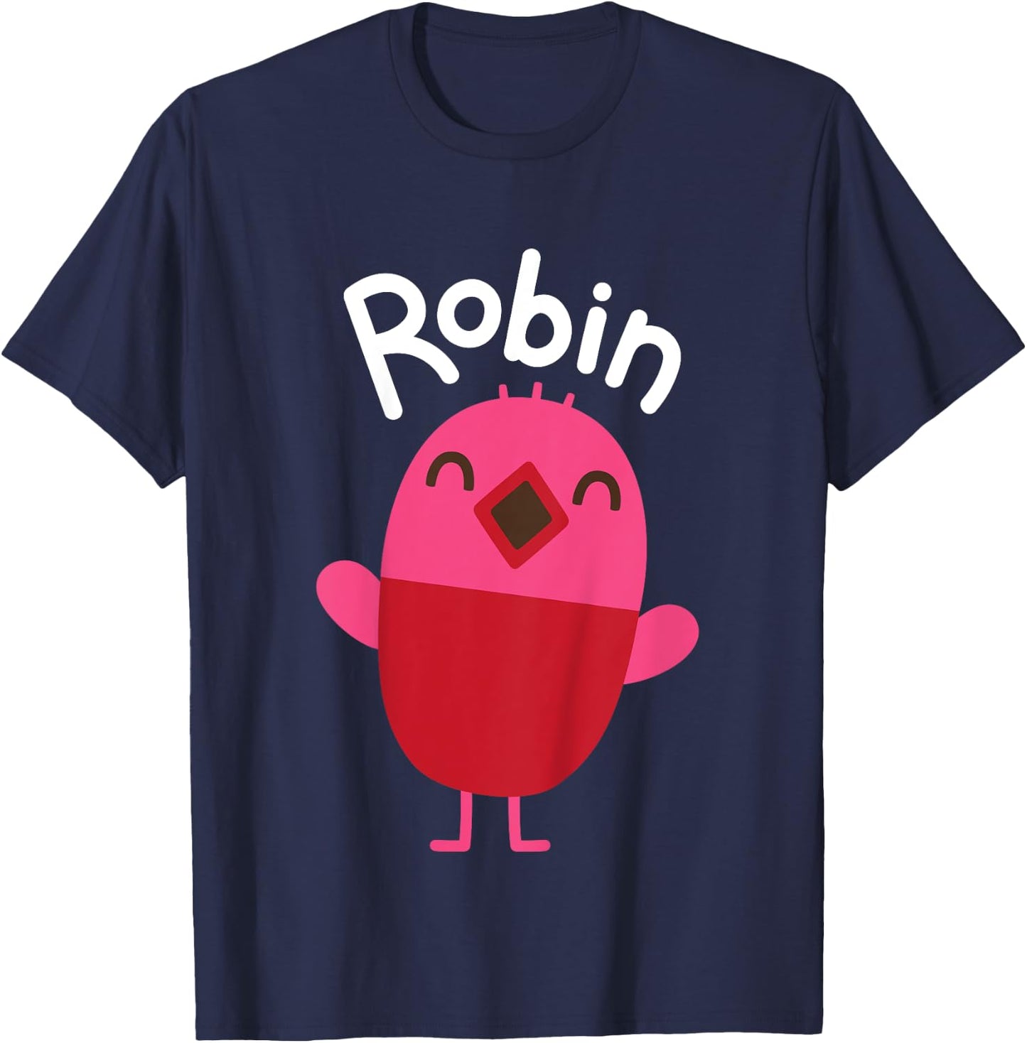 Sago Mini Robin -Kids Blue Cartoon Bird Character , Kids 2, Mandarin Collar, Short Sleeve, Modern Classic Fit, Polycotton, Machine Wash T-Shirt - T-Shirt | Navy