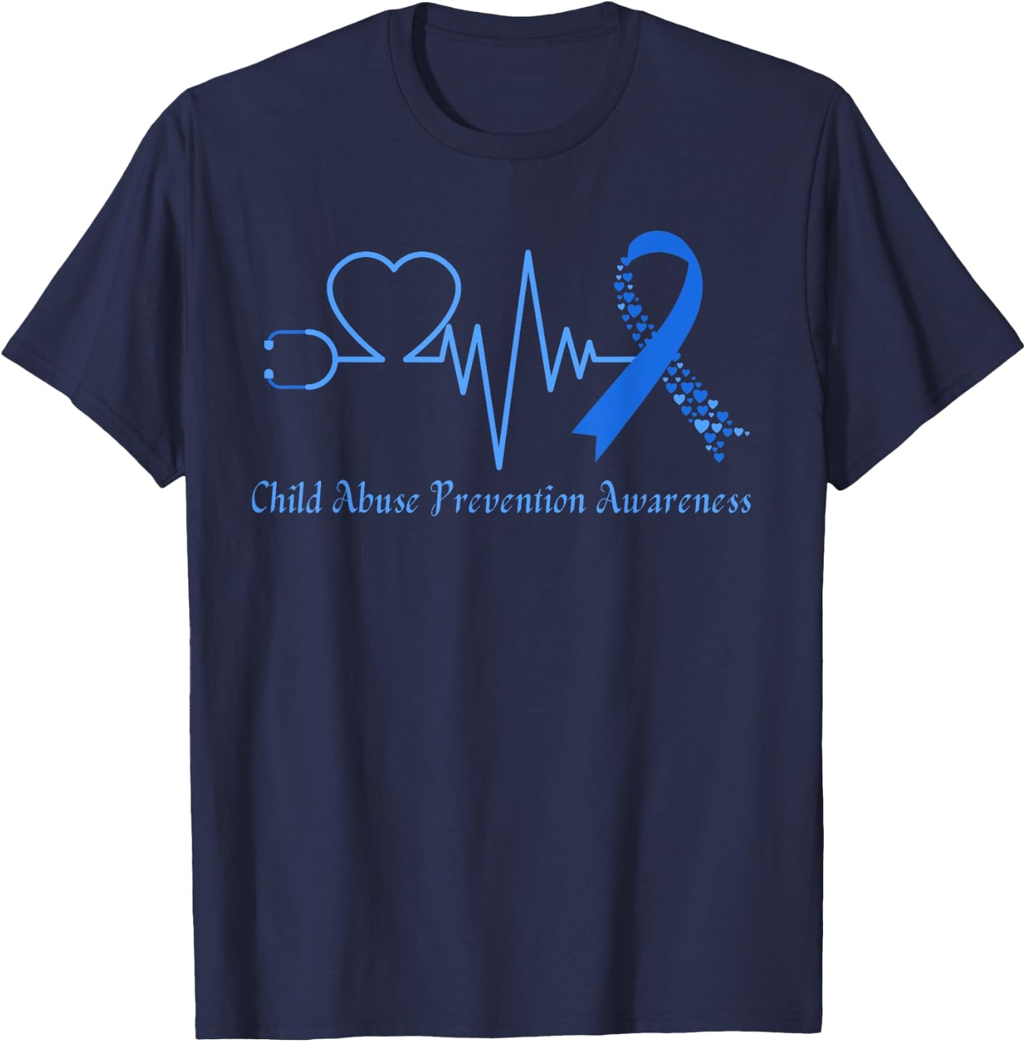 Child Abuse Prevention Awareness Month In April We Wear Blue T-Shirt - T-Shirt | Navy
