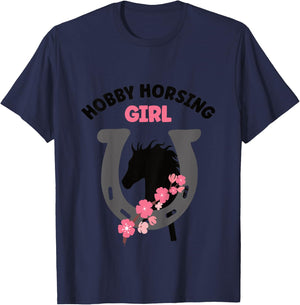 Hobby Horsing Girl Pferde Mädchen Hufeisen Steckenpferde T-Shirt - T-Shirt | Navy