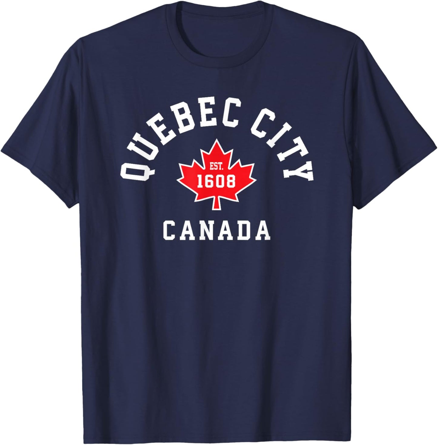 Quebec City Canada Canadian Flag Maple Leaf Gift T-Shirt - T-Shirt | Navy