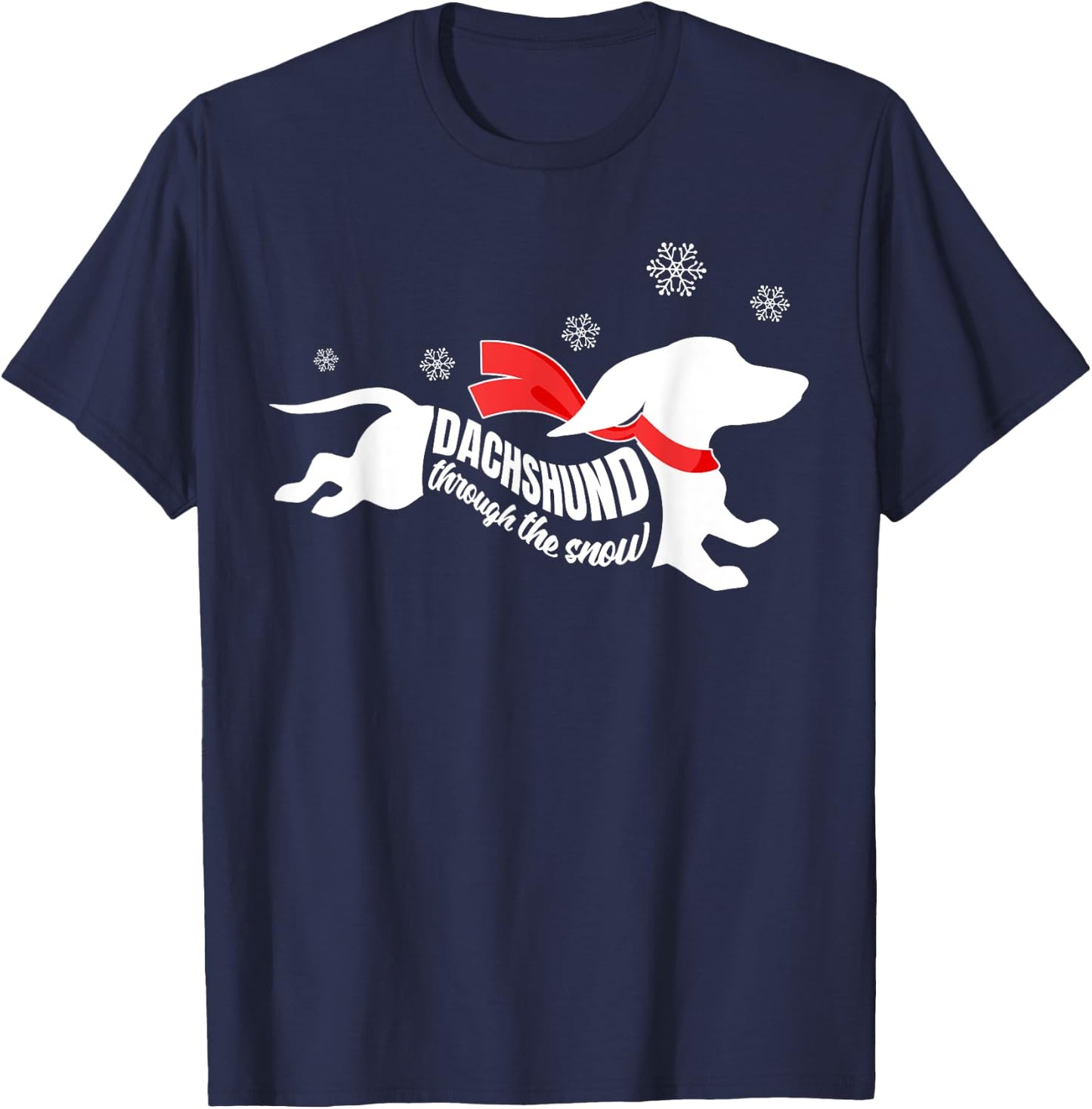 Dachshund through the Snow Doxie Dog Lovers Christmas Gift Men Women Kids T-Shirt - T-Shirt | Navy