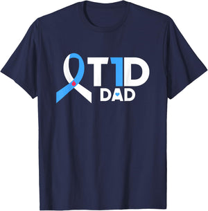 Diabetes Awareness Diabetic Type 1 Father Insulin T1D Dad T-Shirt - T-Shirt | Navy