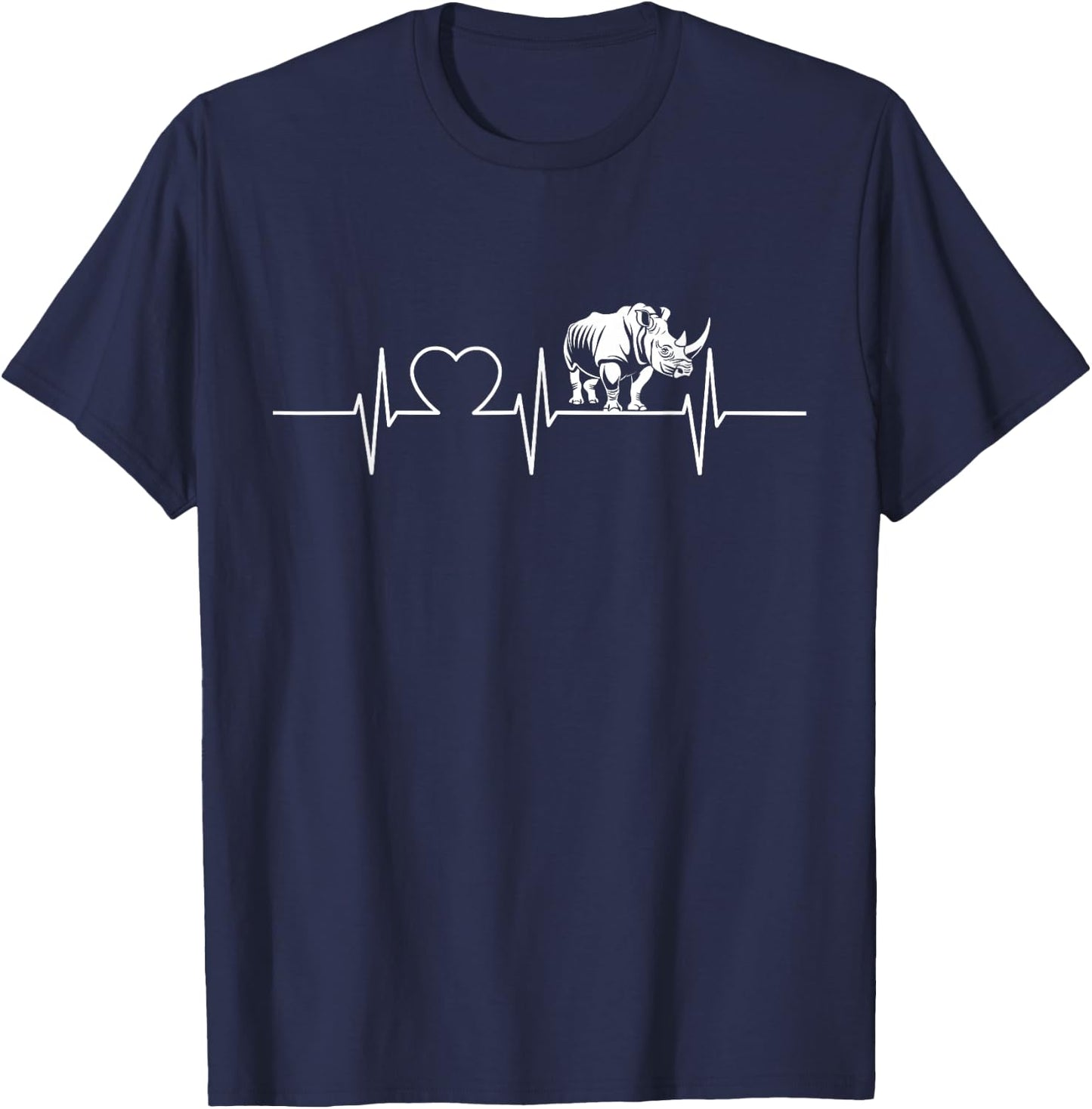 Rhinoceroses Rhinos Rhinoceros Rhino Heartbeat T-Shirt - T-Shirt | Navy