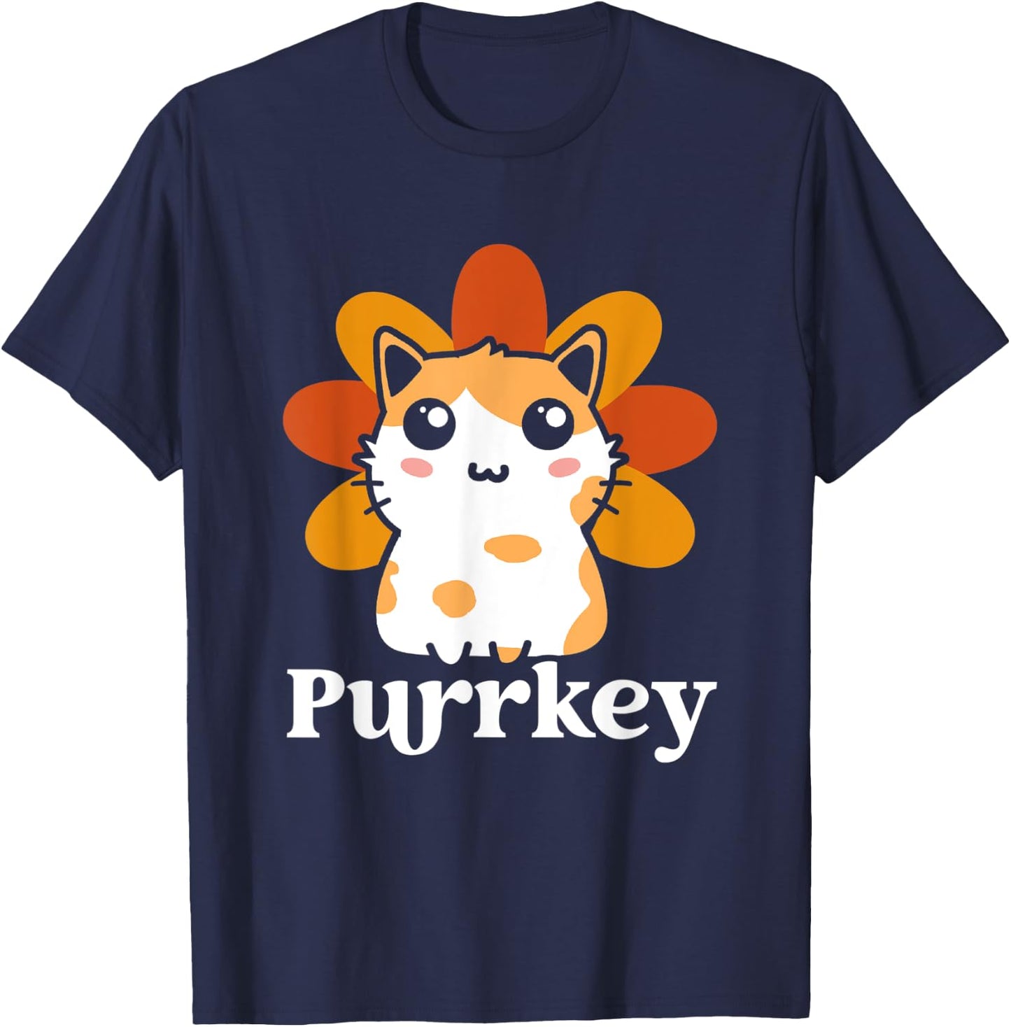 Funny Purrkey | Cat Turkey | Happy Thanksgiving T-Shirt - T-Shirt | Navy