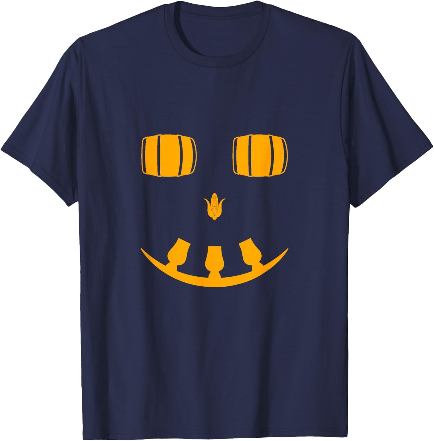 Bourbon Whiskey Halloween Jackolantern Pumpkin T-Shirt - T-Shirt | Navy