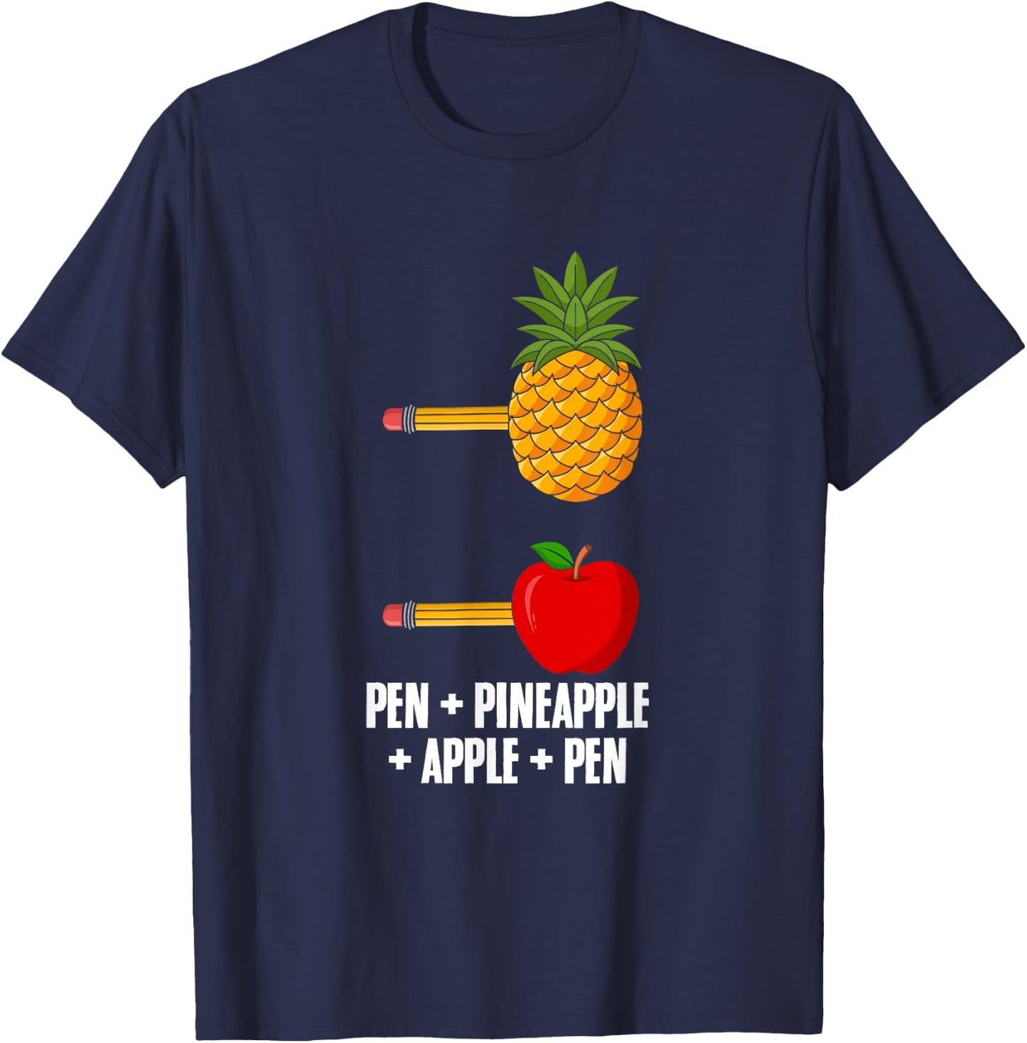 Pen Pineapple Apple Pen Hawaii Summer Fruit Aloha Pineapple Women T-Shirt - T-Shirt | Navy