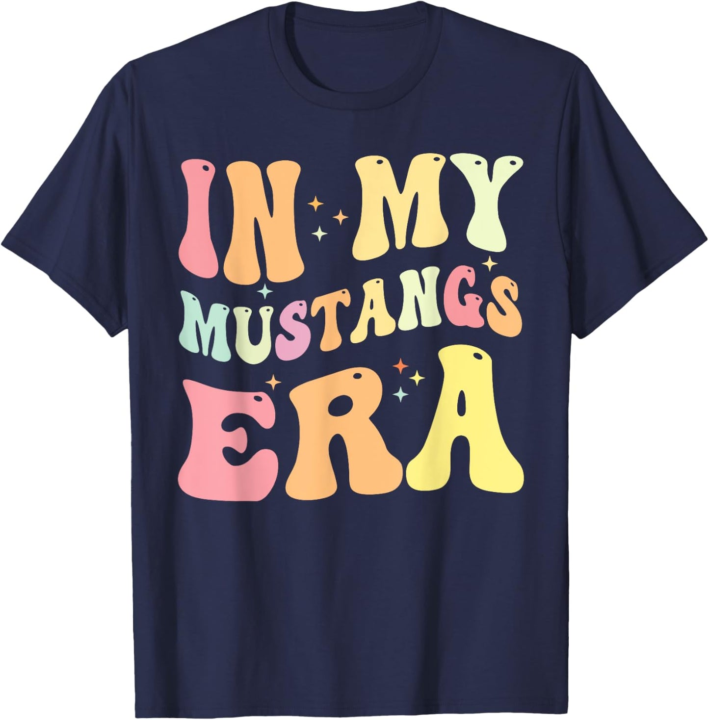 In My Mustangs Era Back to School Spirit Game Retro Groovy T-Shirt - T-Shirt | Navy
