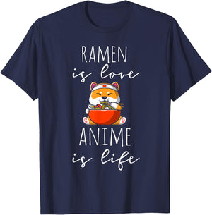 Ramen is Love Anime is Life Manga Lover Anime Merch Otaku T-Shirt - T-Shirt | Navy