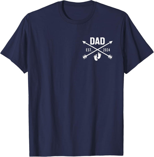New Dad Est 2024 First Fathers Day 2024 Promoted to Daddy T-Shirt - T-Shirt | Navy