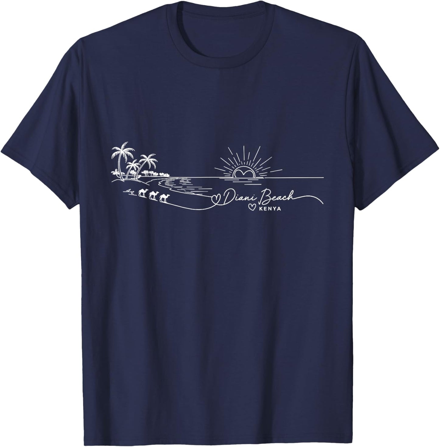 Diani Beach Kenya Signature Heart Art - Beach Souvenir T-Shirt - T-Shirt | Navy