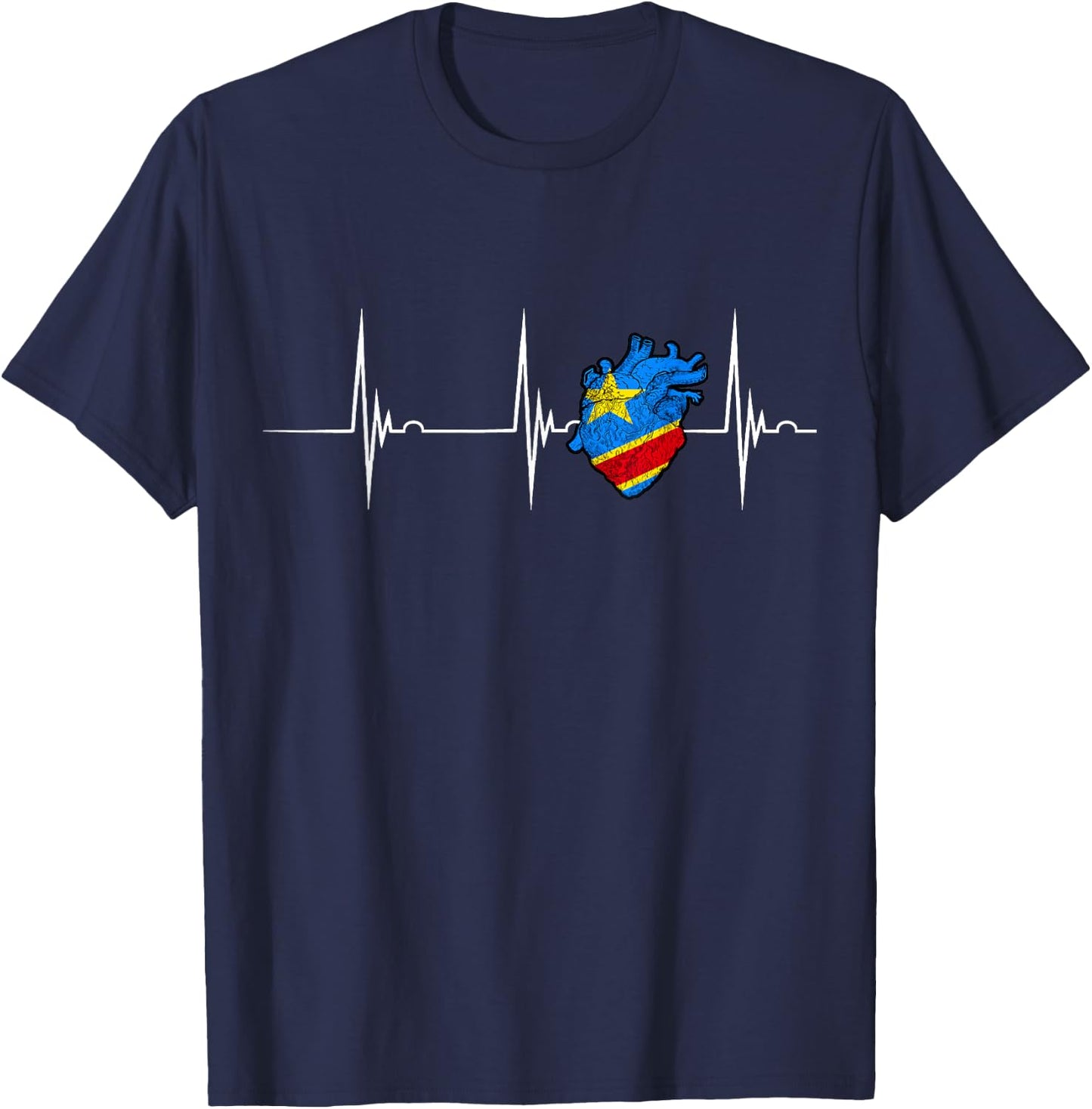 Congo Heartbeat EKG Pulse Flag of the Republic of Congo T-Shirt - T-Shirt | Navy