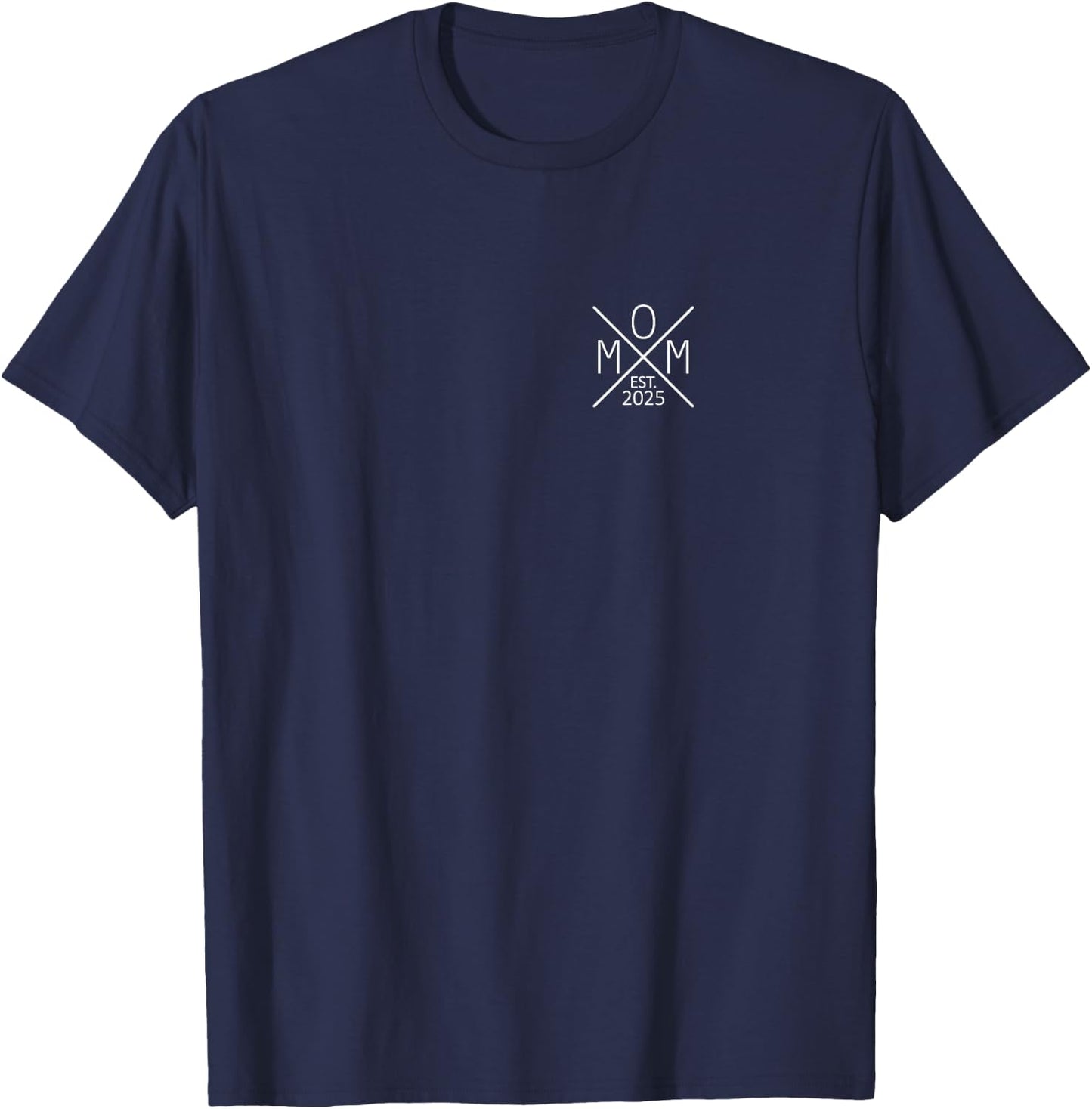 Proud Parents Matching Mom and Dad Est. Muttertag Mom 2025 Mutter 2025 - Damen, Schwarz, X-Small, Kurzarm, , Klassisch, Einfarbig T-Shirt - T-Shirt | Navy