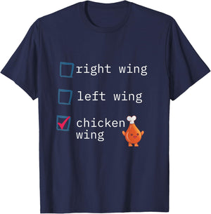 Funny political right wing left wing chicken wing T-Shirt - T-Shirt | Navy