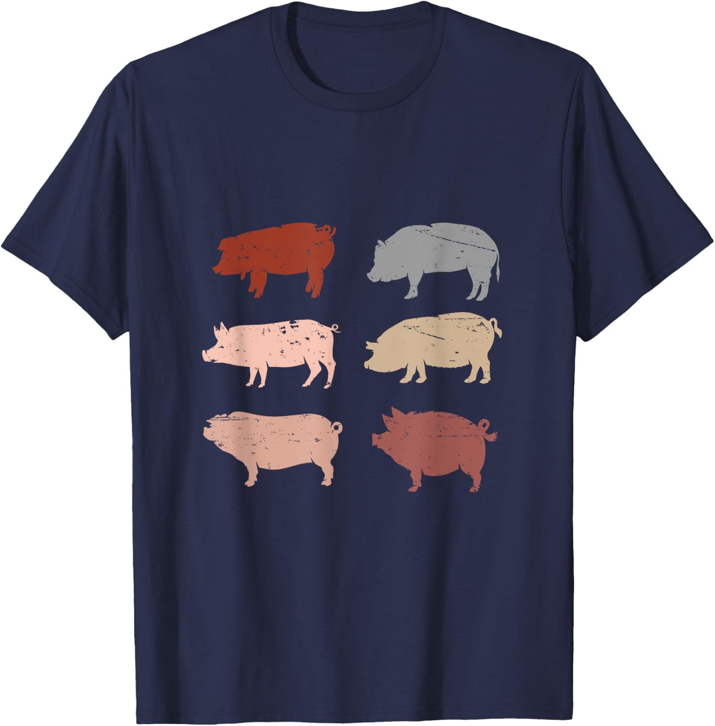 Retro Pig Lover Farm Animals Swine Vintage Pig T-Shirt - T-Shirt | Navy