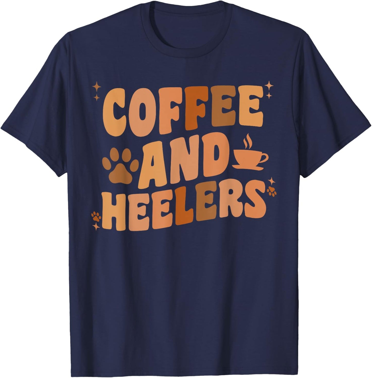 Coffee And Heelers Dog Red Blue Australian Cattle Heeler Dog Men Women Girls Kids T-Shirt - T-Shirt | Navy