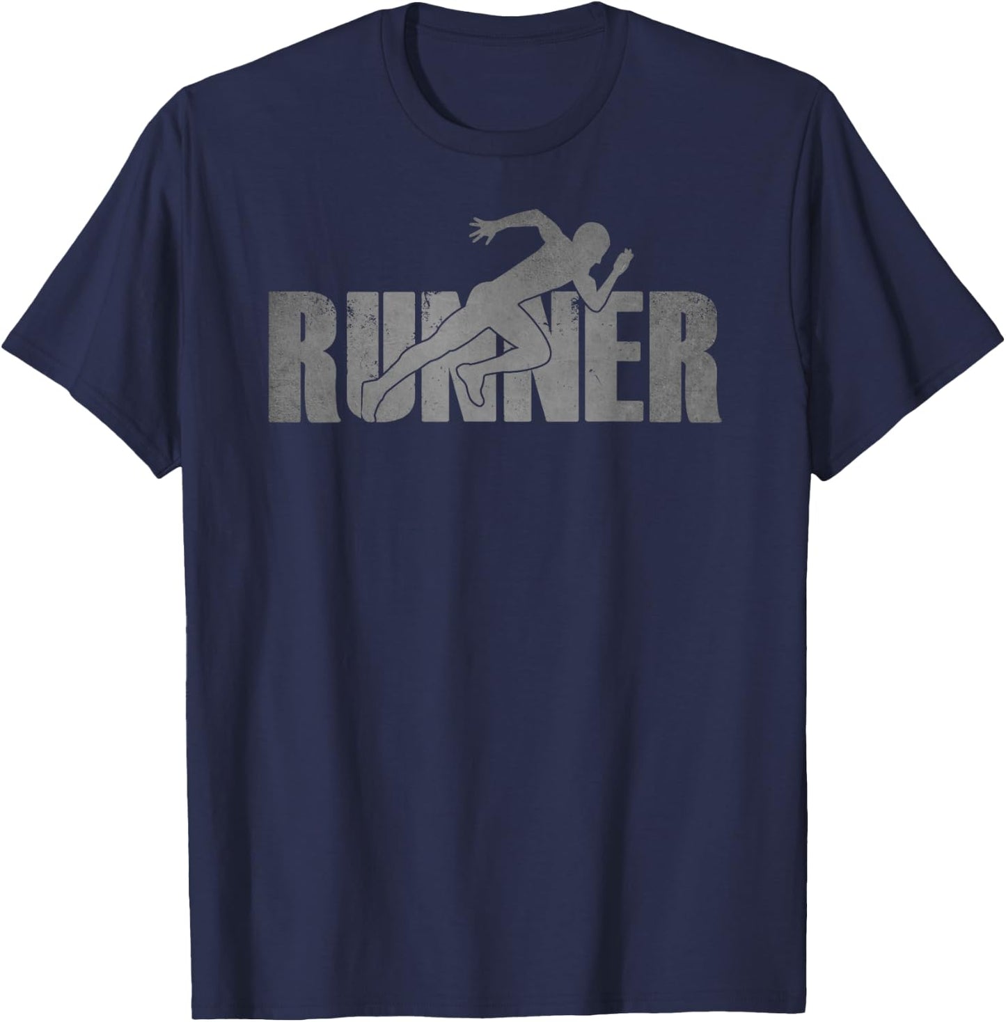 Runner Track & Field Cross Country Marathon Running Graphic T-Shirt - T-Shirt | Navy