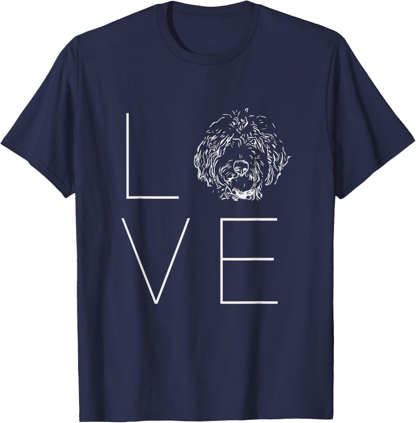 Love Doodles Cute Golden Labradoodle Line Drawing T-Shirt - T-Shirt | Navy