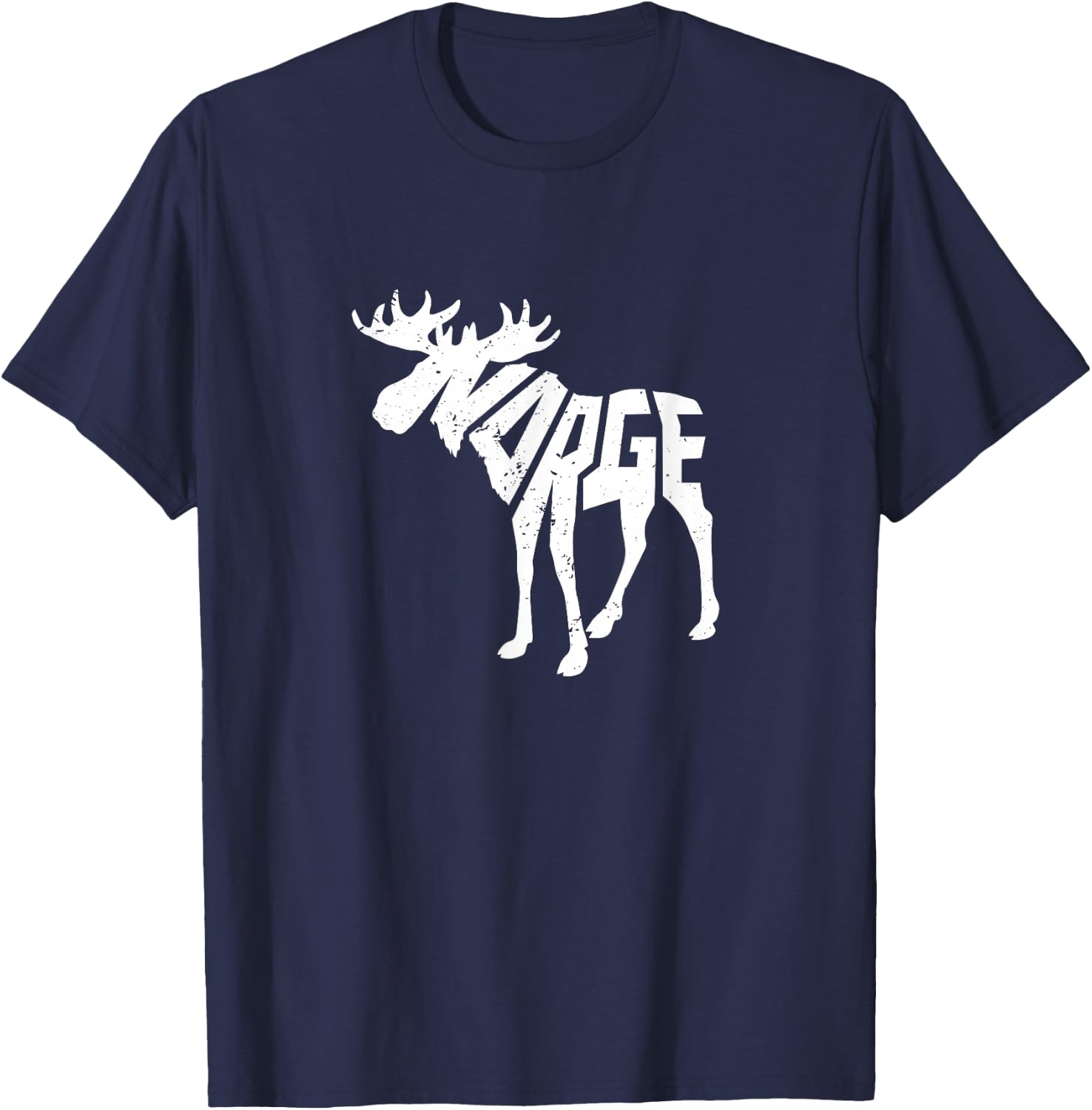Norway Moose Word Art - Funny Norge Animal T-Shirt - T-Shirt | Navy