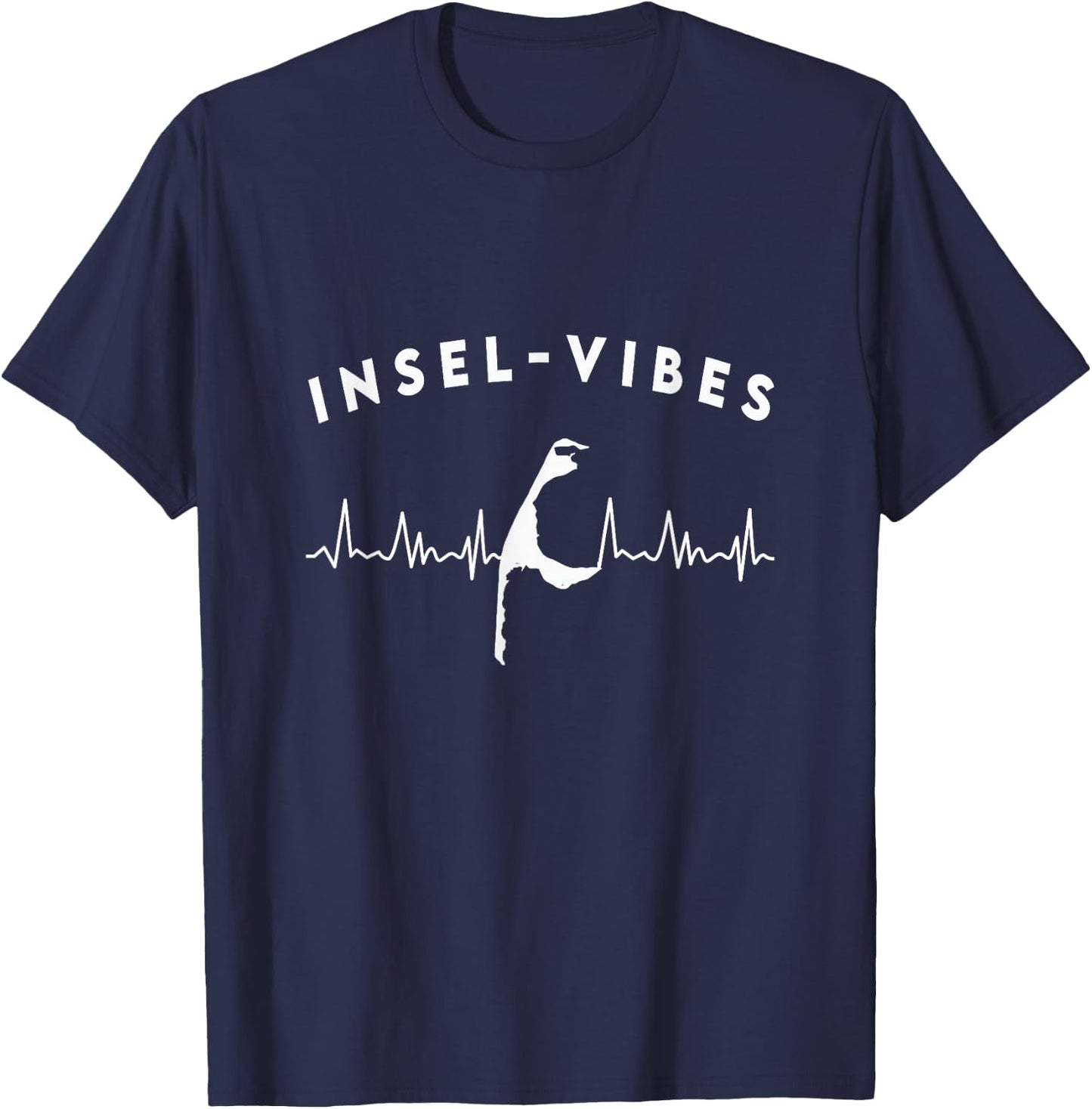 Insel Vibes Silhouette Sylt & Herzschlag T-Shirt - T-Shirt | Navy