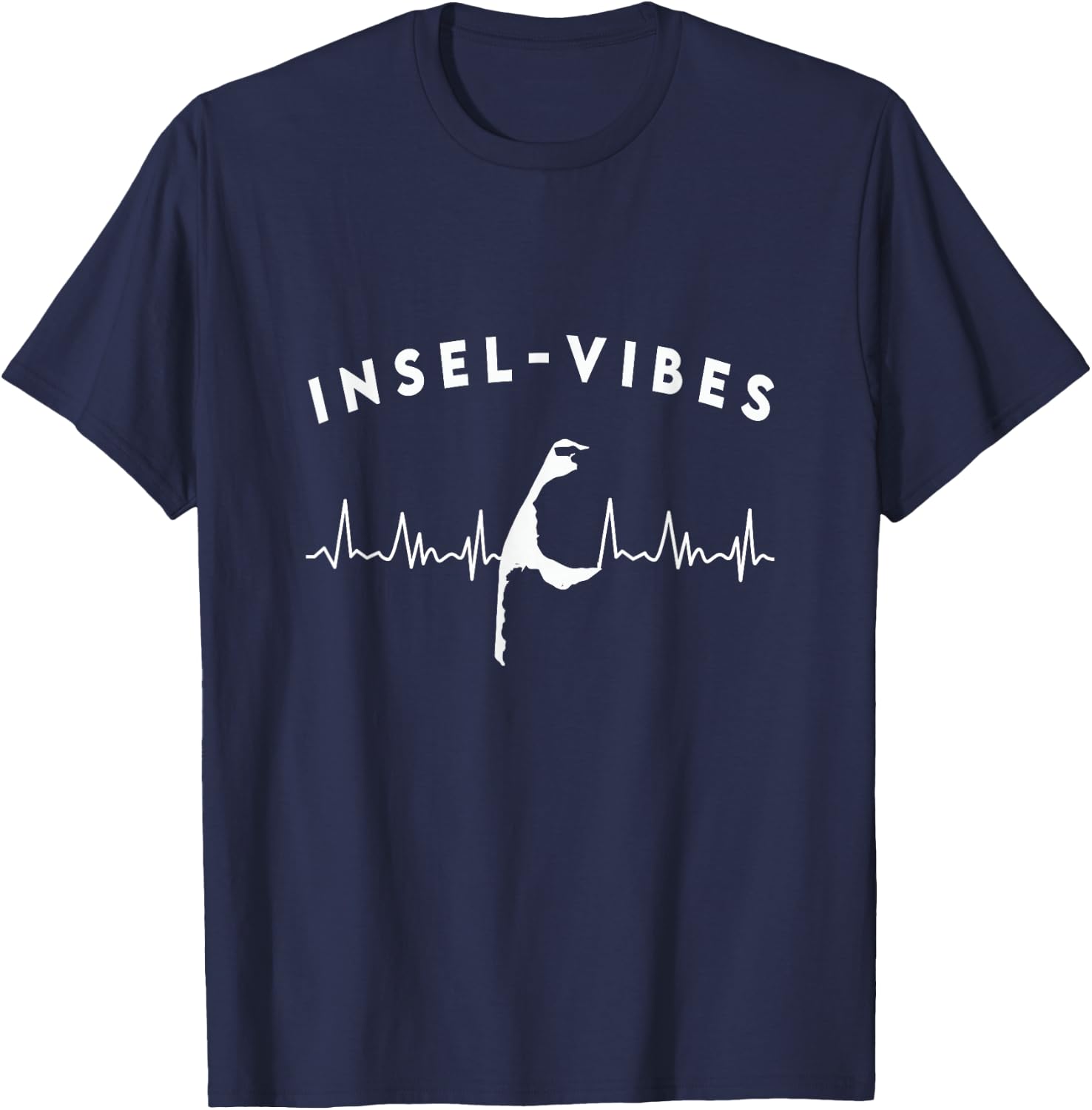 Insel Vibes Silhouette Sylt & Herzschlag T-Shirt - T-Shirt | Navy