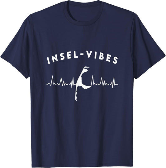 Insel Vibes Silhouette Sylt & Herzschlag T-Shirt - T-Shirt | Navy