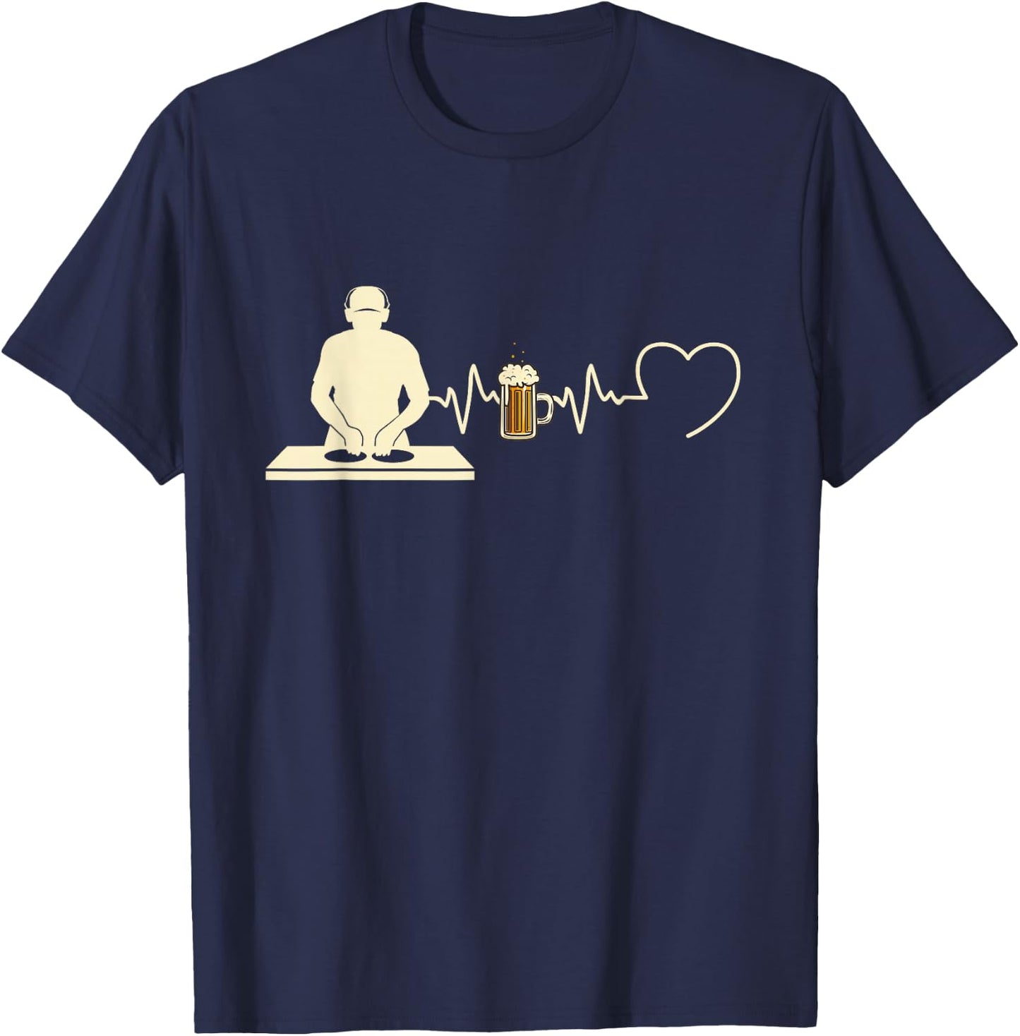 DJ Beer Man Funny Disk Jockey Gift Funny , Black T-Shirt - T-Shirt | Navy