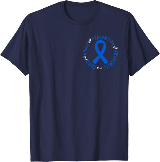In April We Wear Blue Cool Child Abuse Prevention Awareness T-Shirt - T-Shirt | Navy