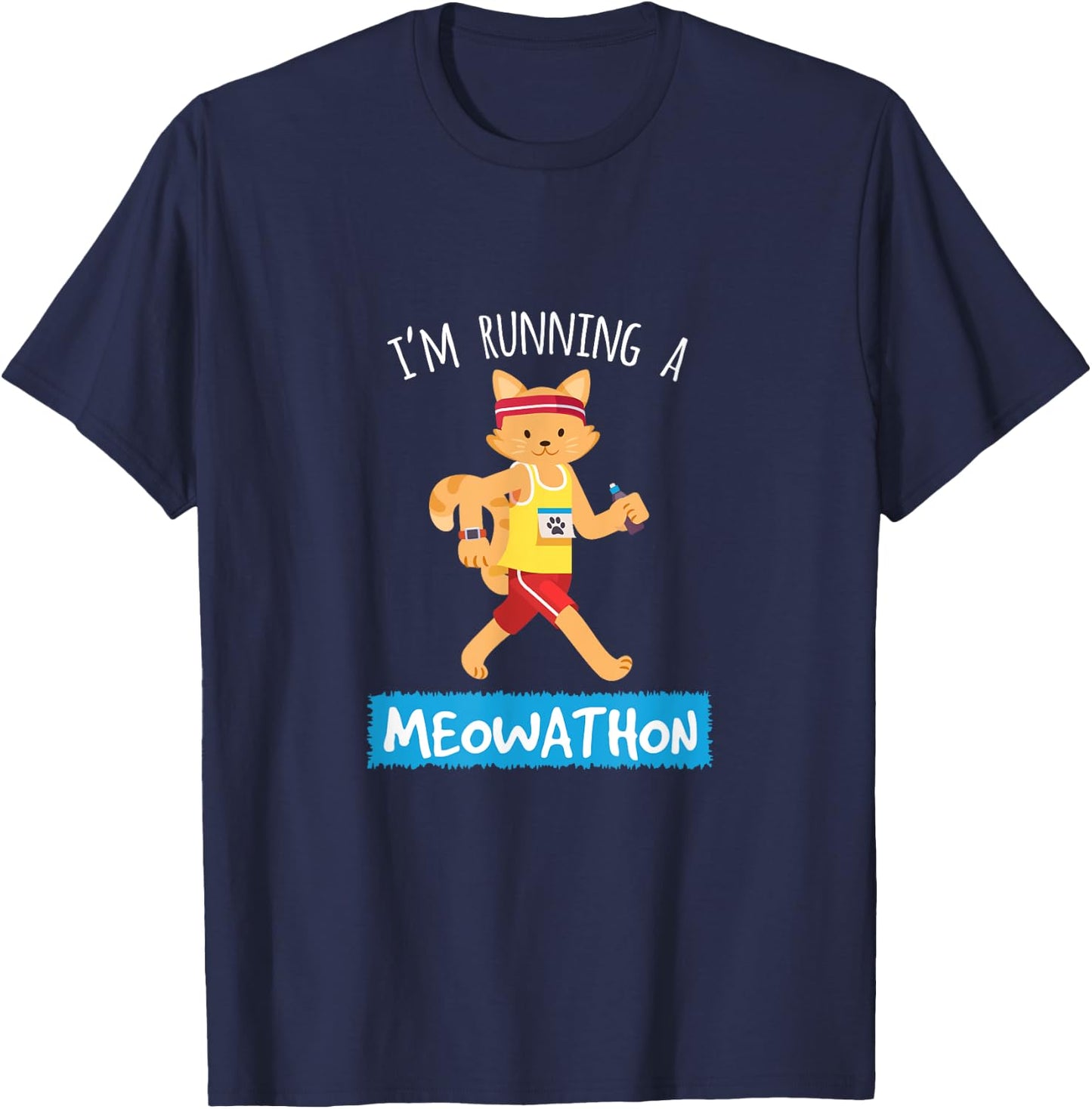 Funny Cat Running Cross Country Gift Men T-Shirt - T-Shirt | Navy