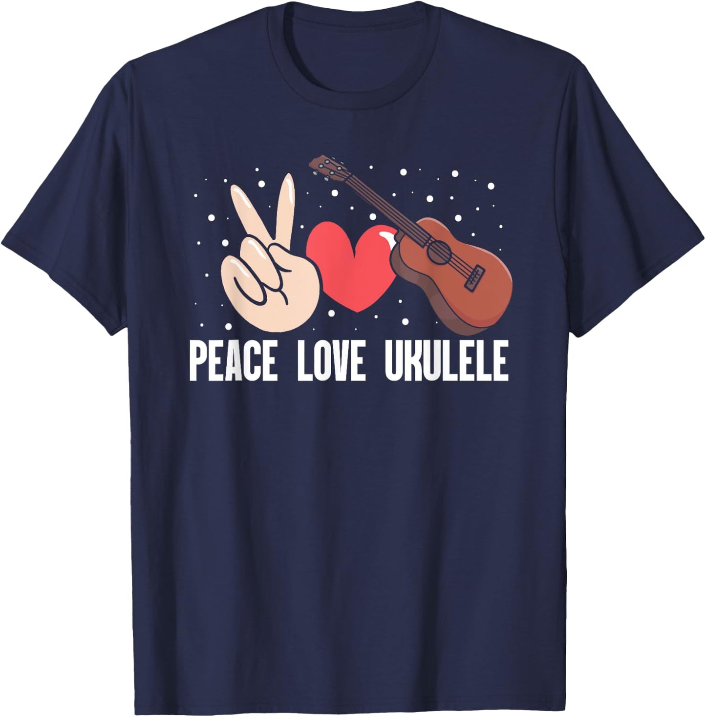 Peace Love Ukulele T-Shirt - T-Shirt | Navy