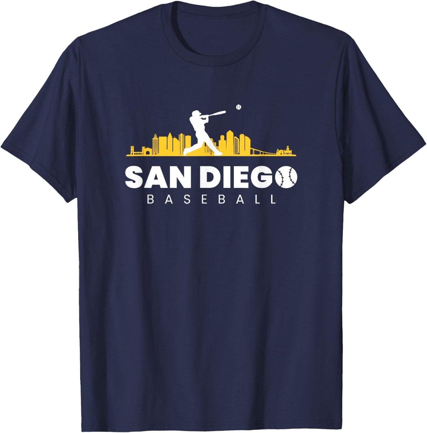 San Diego Baseball Vintage City Skyline Retro Baseball Lover T-Shirt - T-Shirt | Navy