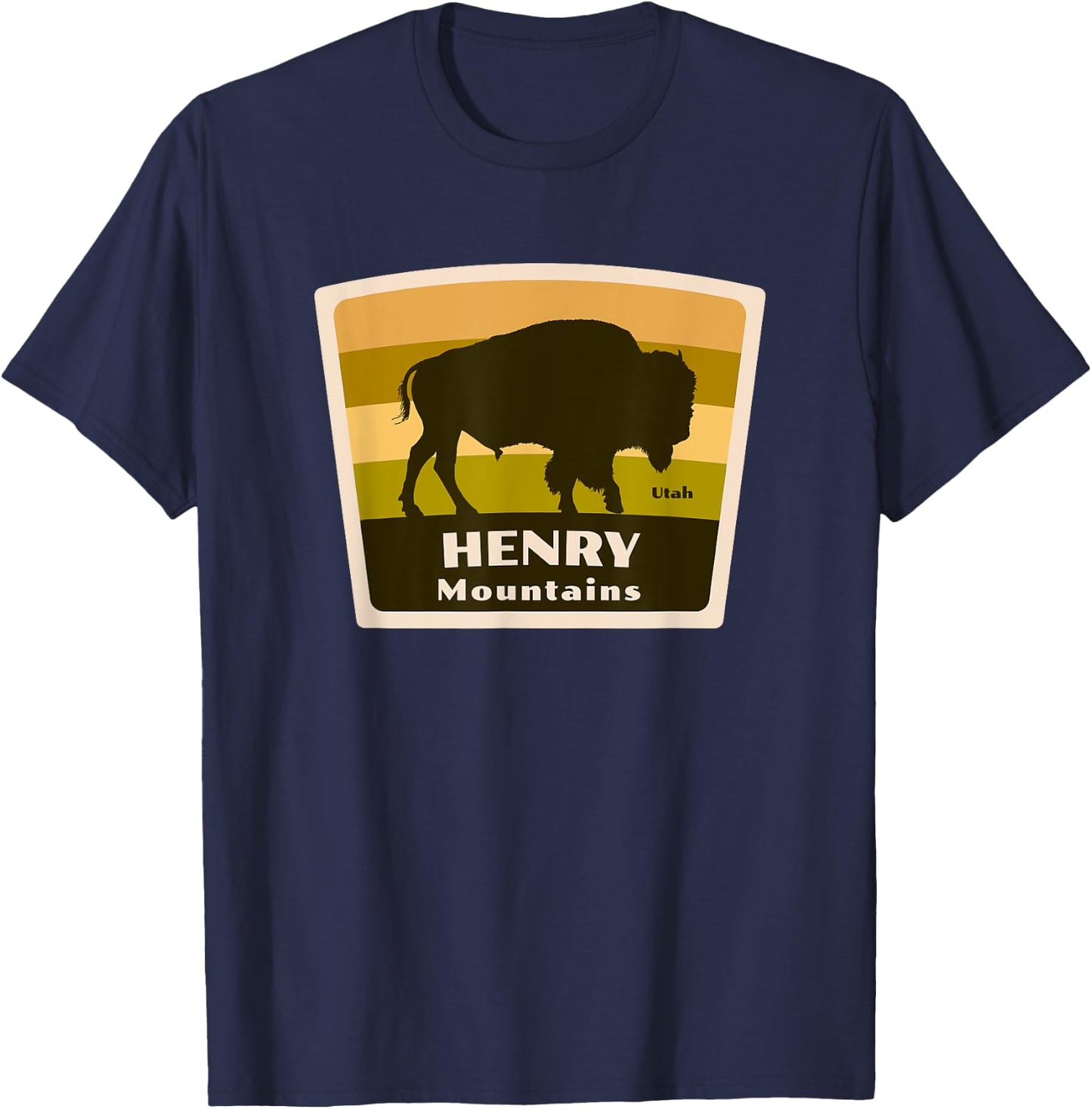 Henry Mountains Utah Bison Herd Vacation Trip Souvenir T-Shirt - T-Shirt | Navy
