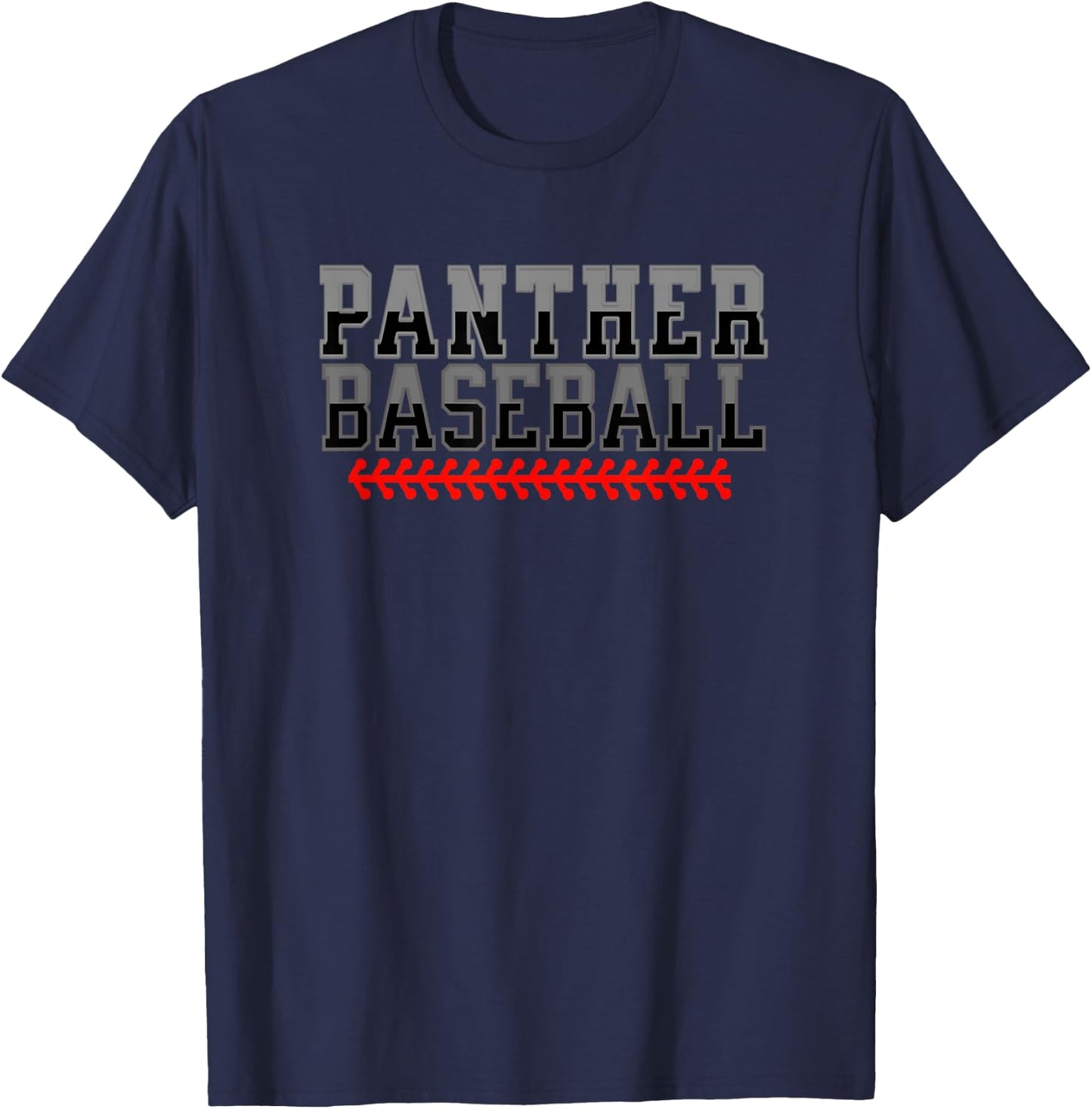 Panther Baseball Stitch Design T-Shirt - T-Shirt | Navy