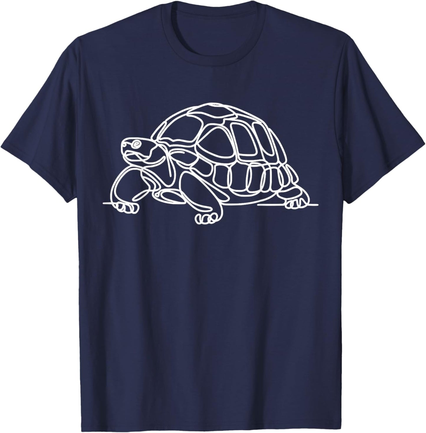 Line Art Simple Drawing Artwork Russian Tortoise Reptile T-Shirt - T-Shirt | Navy