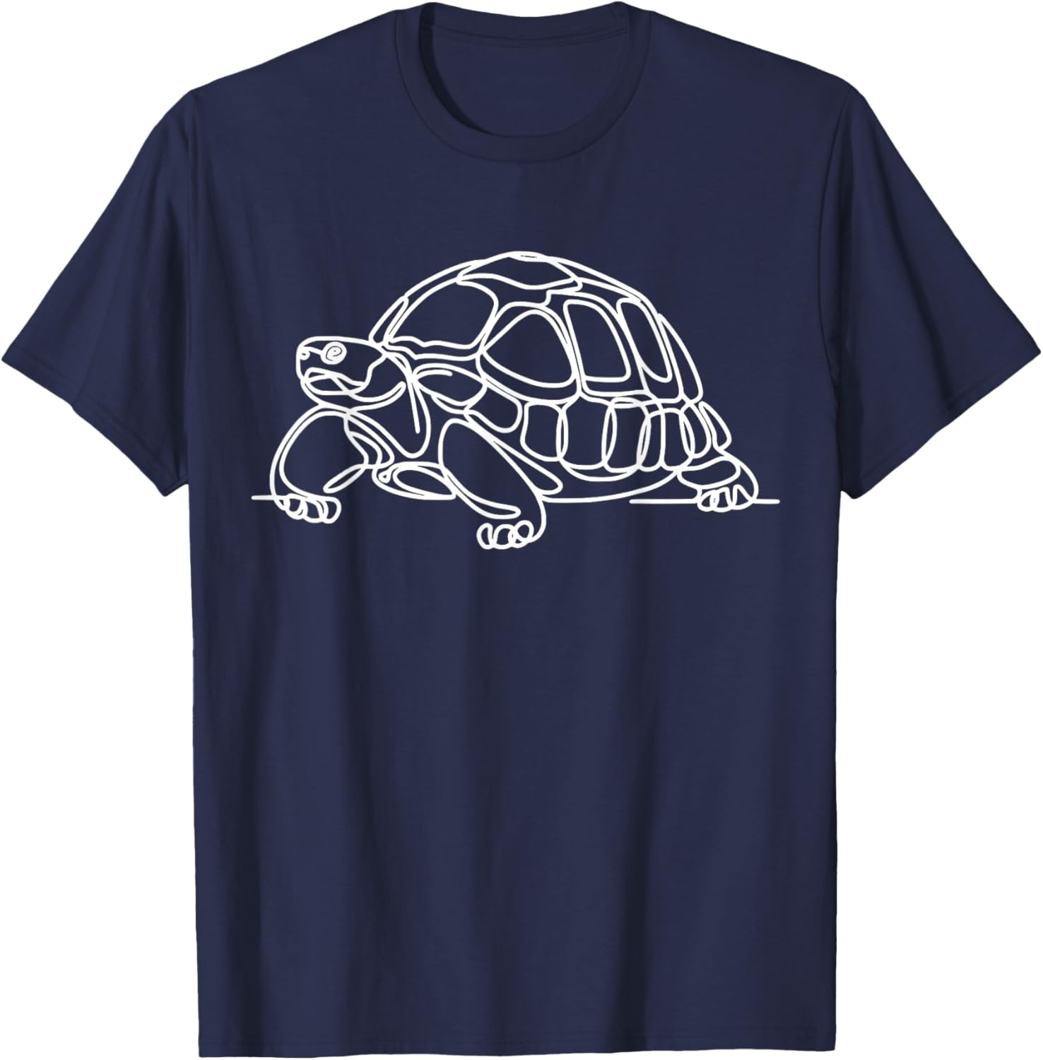 Line Art Simple Drawing Artwork Russian Tortoise Reptile T-Shirt - T-Shirt | Navy
