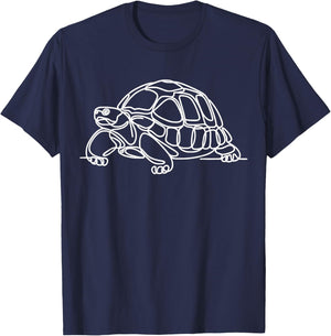 Line Art Simple Drawing Artwork Russian Tortoise Reptile T-Shirt - T-Shirt | Navy