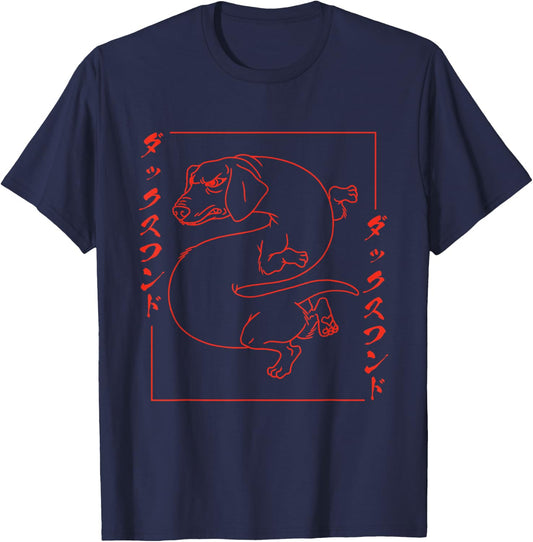 Japanese Dachshund Dragon Dog Fun Dachshund Women T-Shirt - T-Shirt | Navy