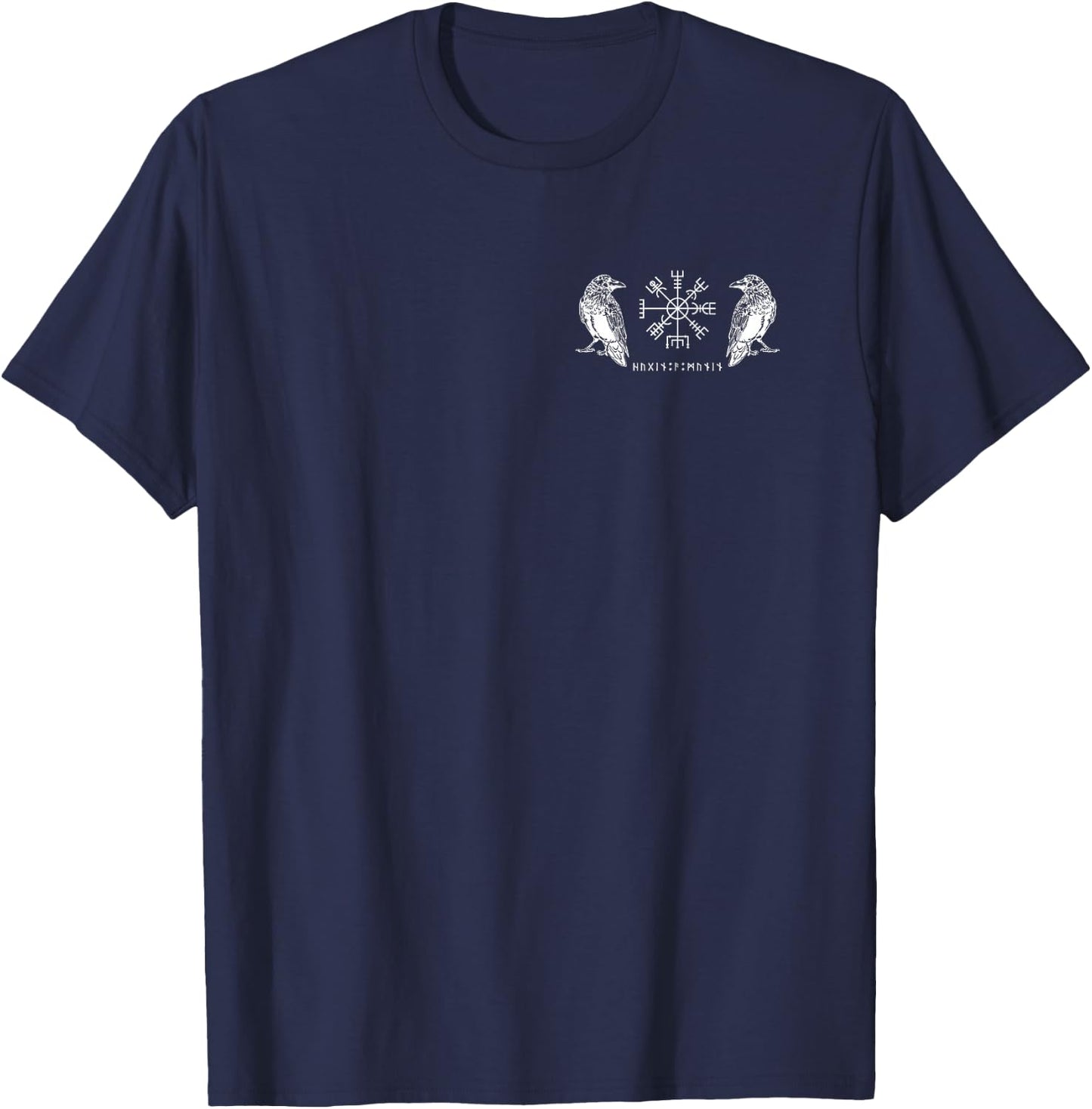 Vegvisir Ravens Odins Hugin and Munin , black T-Shirt - T-Shirt | Navy