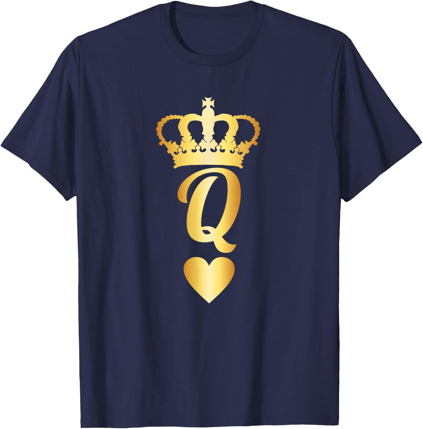 Cool - Gold Queen of Hearts Playing Card T-Shirt - T-Shirt | Navy