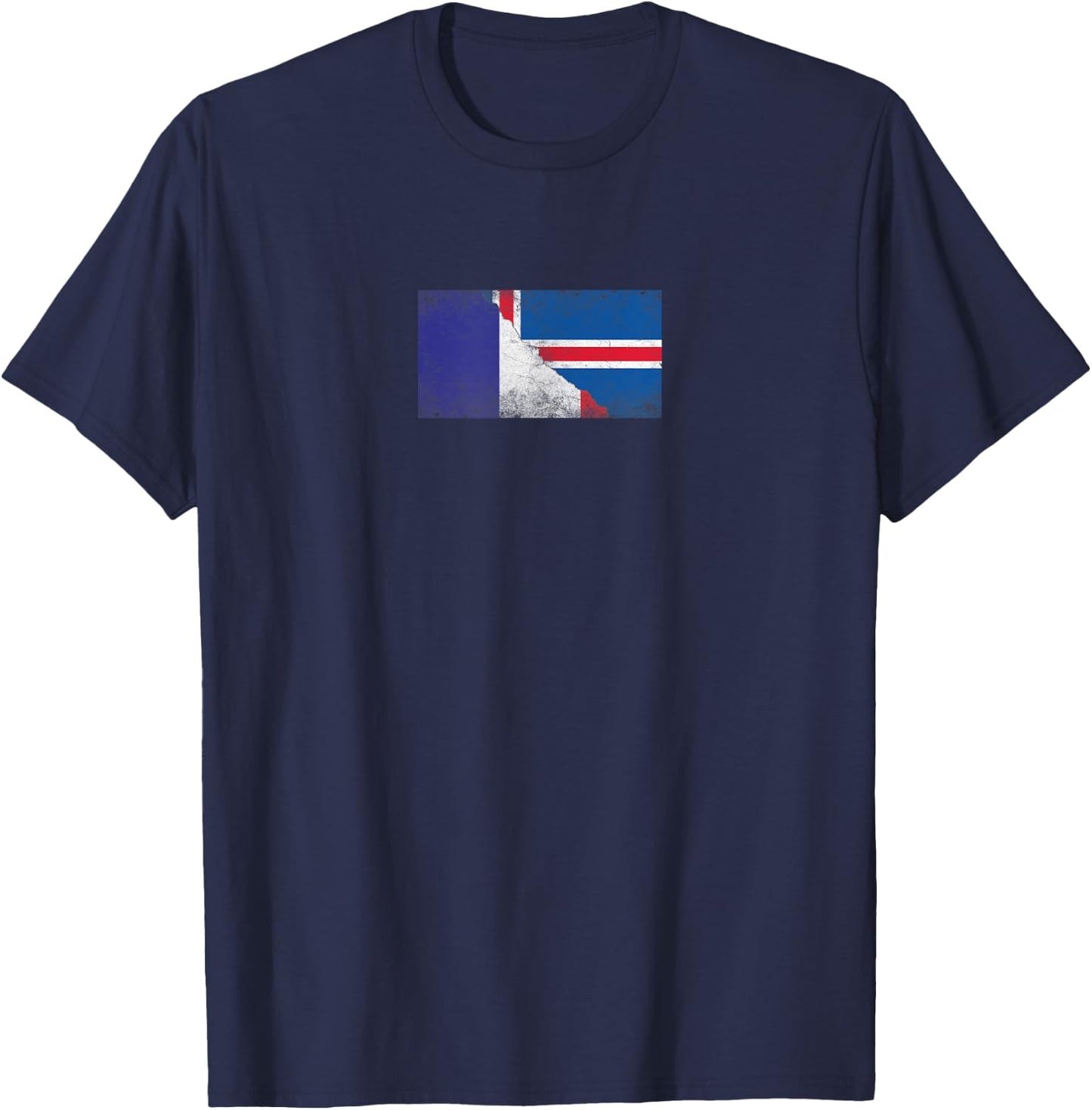 Flags France and Iceland - French Icelandic , Black, S T-Shirt - T-Shirt | Navy