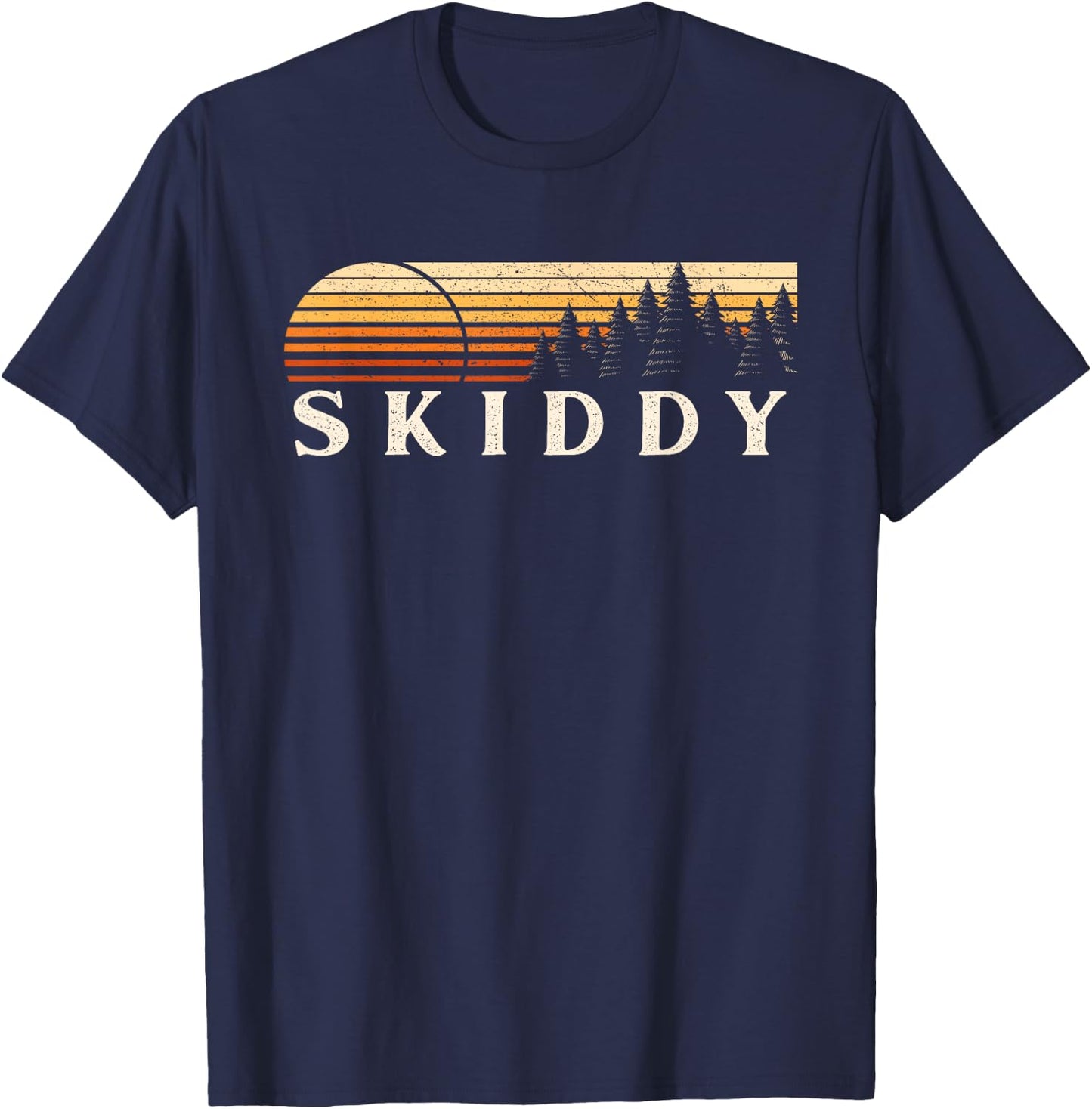 Skiddy, KS Vintage Evergreen Sunset Eighties Retro T-Shirt - T-Shirt | Navy