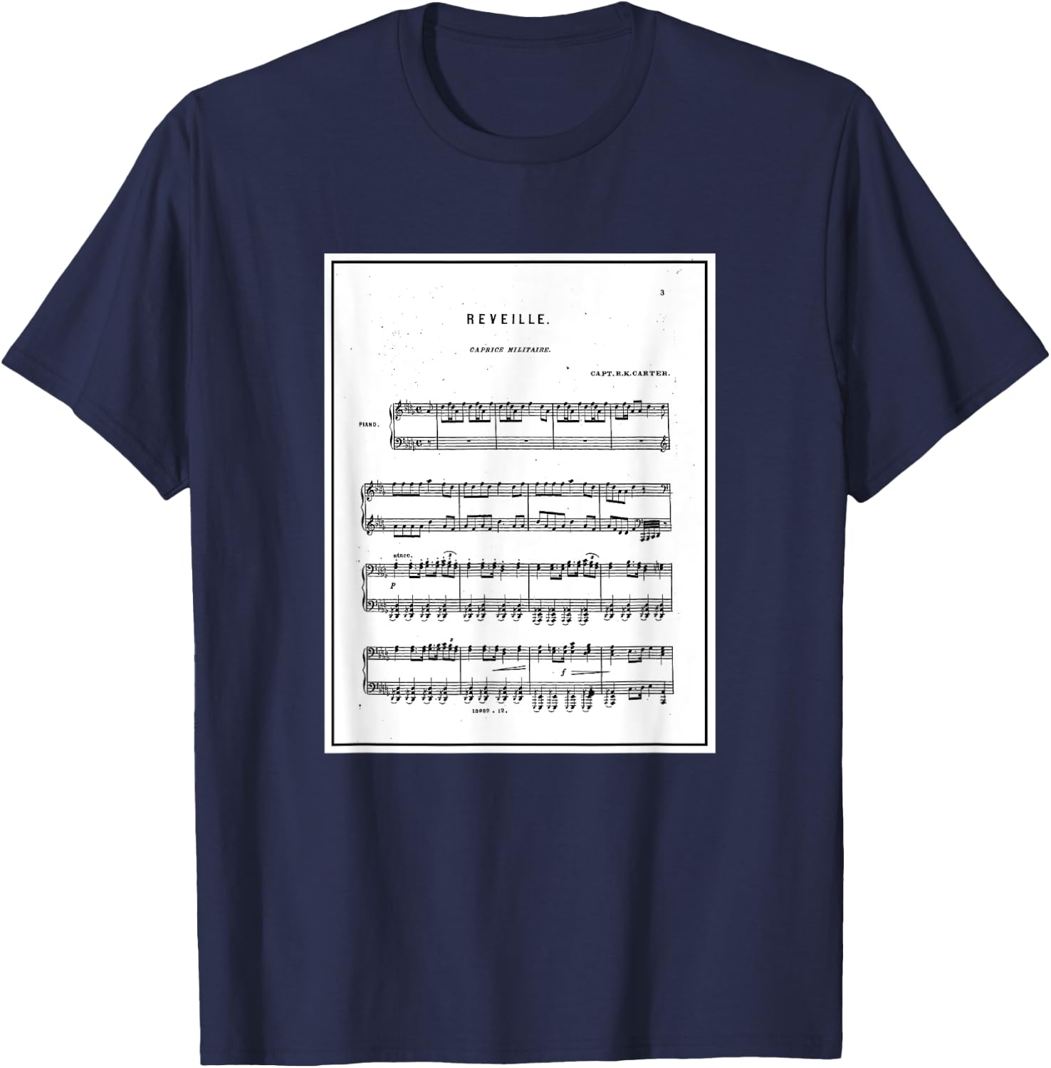 Reveille Sheet Music T-Shirt - T-Shirt | Navy