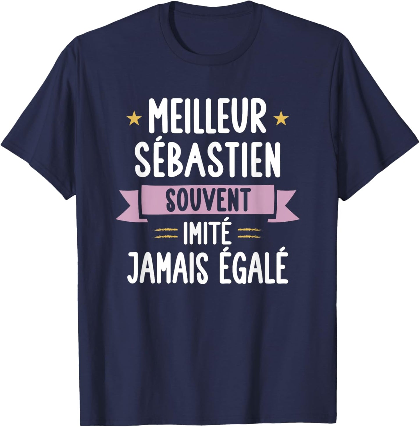 Unique Man Gift Humour Personalised Name Sébastien , Black, S T-Shirt - T-Shirt | Navy