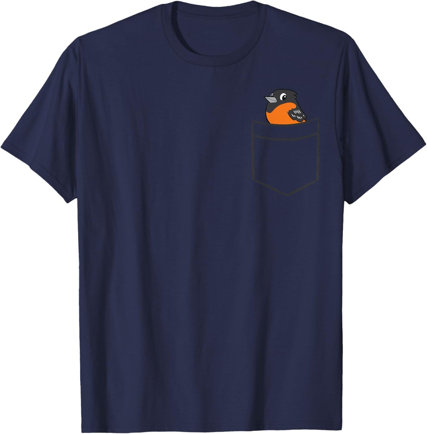 Oriole Bird in A Pocket Cute Pocket Oriole T-Shirt - T-Shirt | Navy