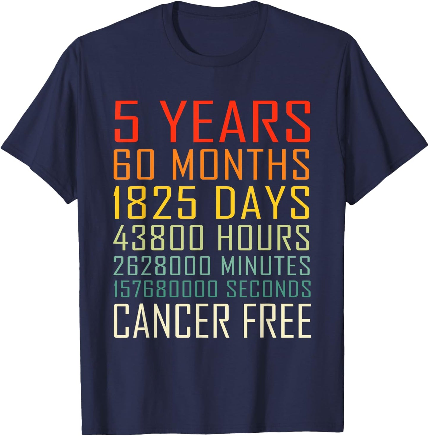 Vintage Cancer Awareness Vintage 5 Years Cancer Free T-Shirt - T-Shirt | Navy