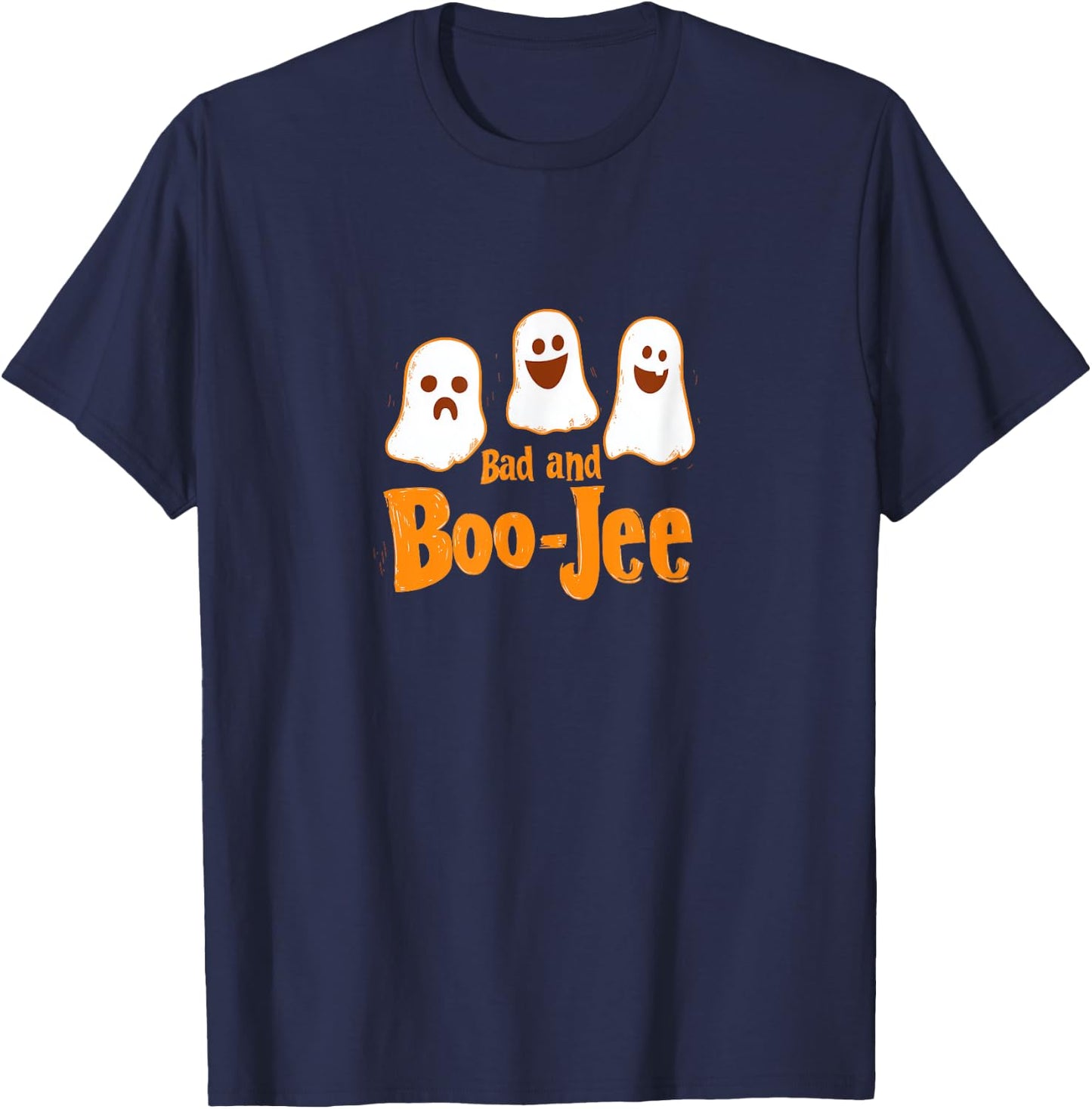 Bad and Boo-Jee Funny Ghost Halloween Design T-Shirt - T-Shirt | Navy